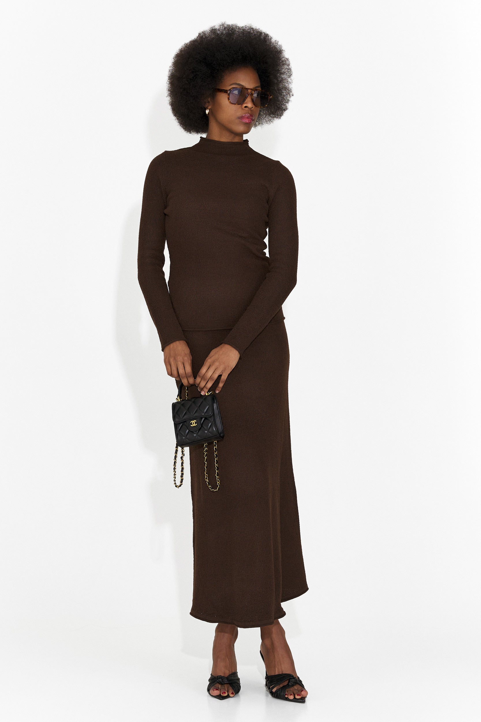 Костюм с пола в ежедневен стил кафяв Melonia Bogas