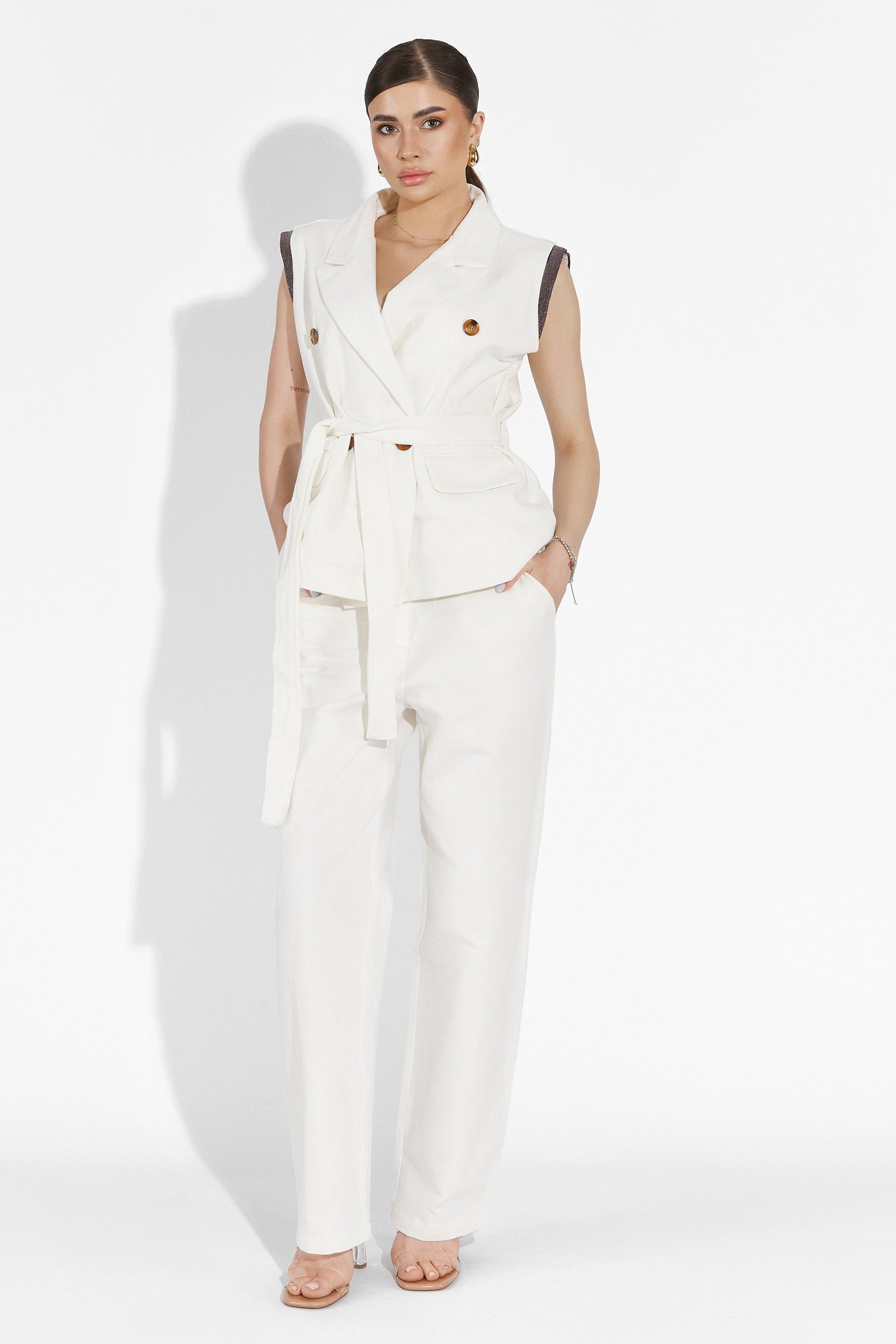 Compleu cu pantaloni alb Wimzy Bogas