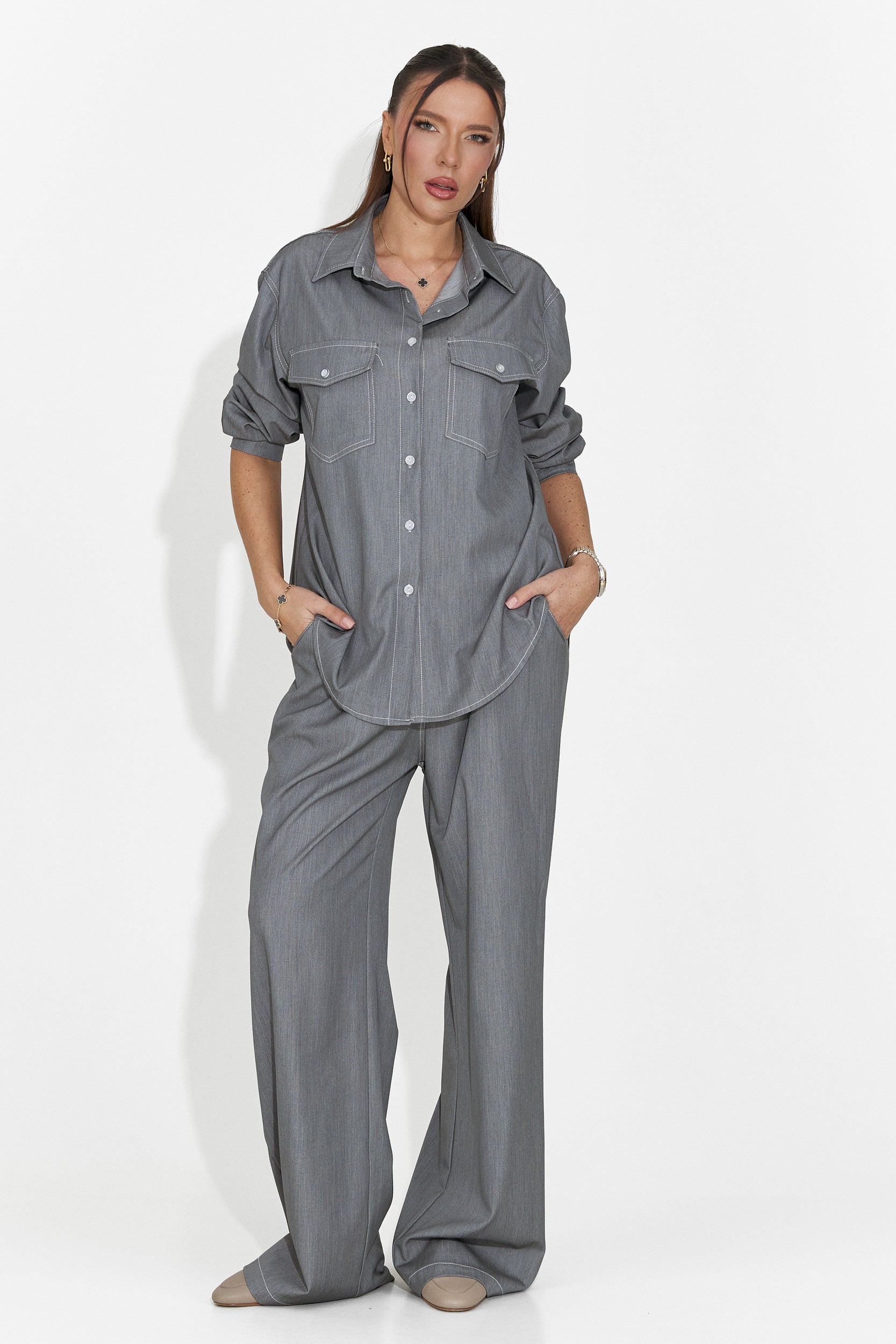 Сив дамски ежедневен комплект Zunaira Bogas