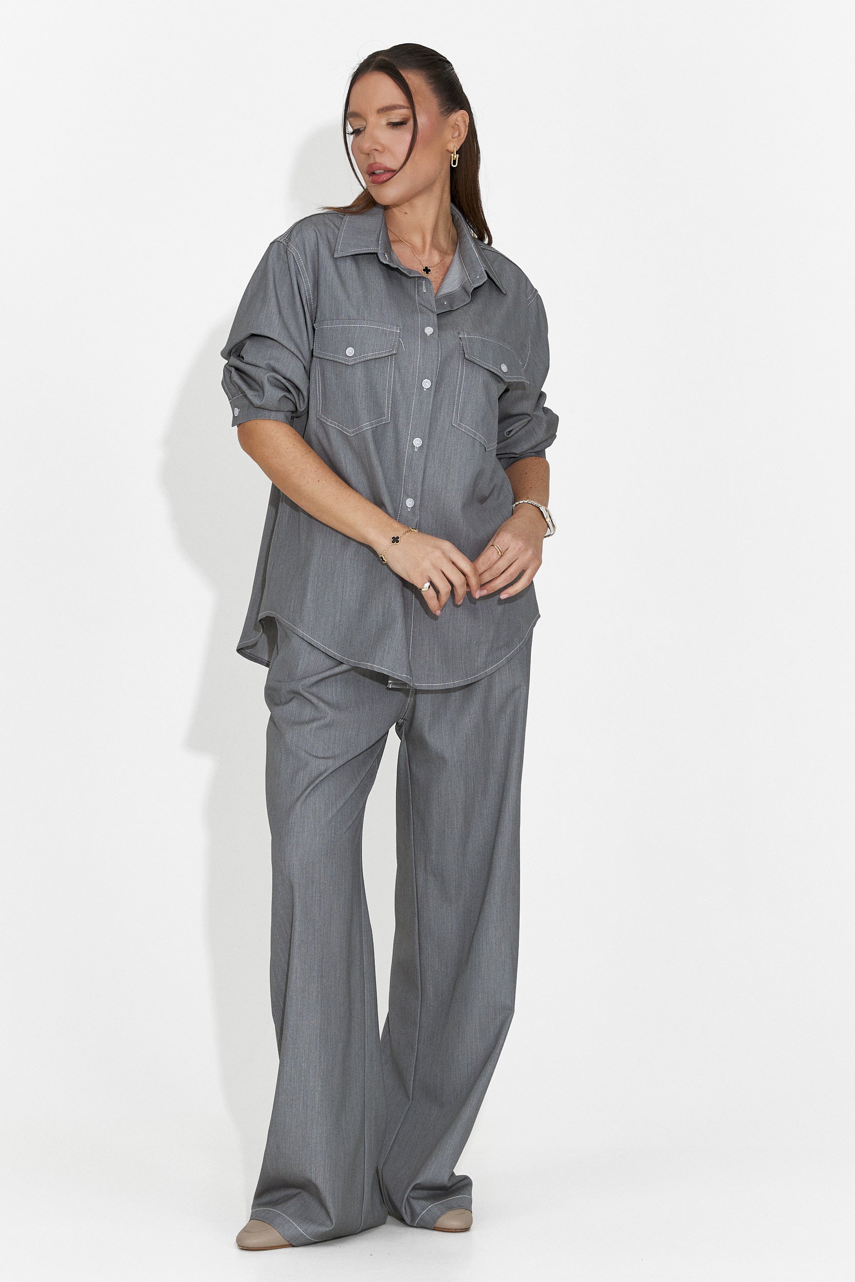 Сив дамски ежедневен комплект Zunaira Bogas