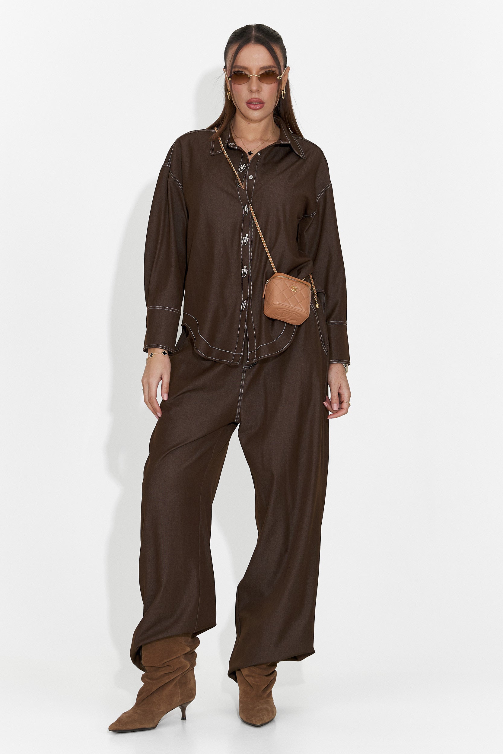 Елисио Богас Дамски Кежуал Костюм в Кафяво