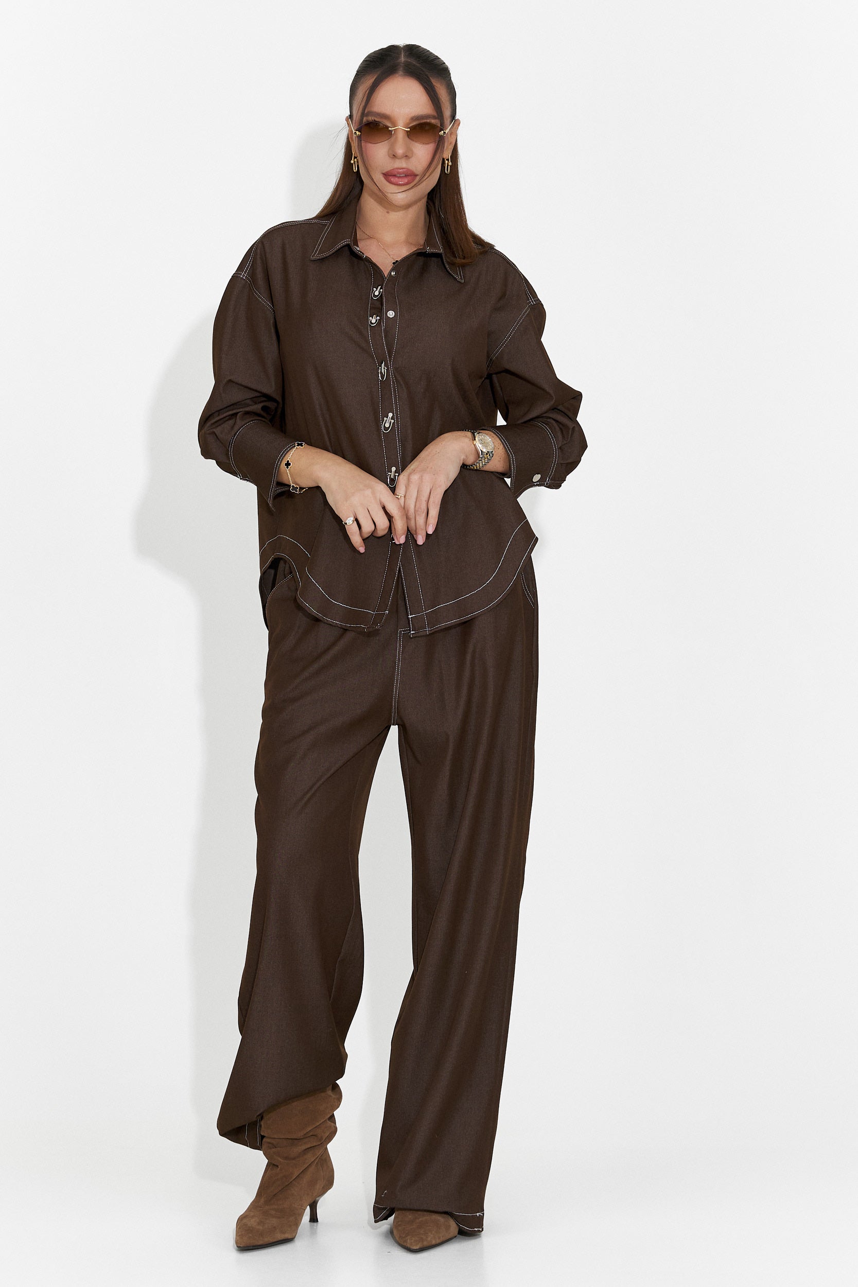 Дамски ежедневен комплект в кафяво Elisio Bogas