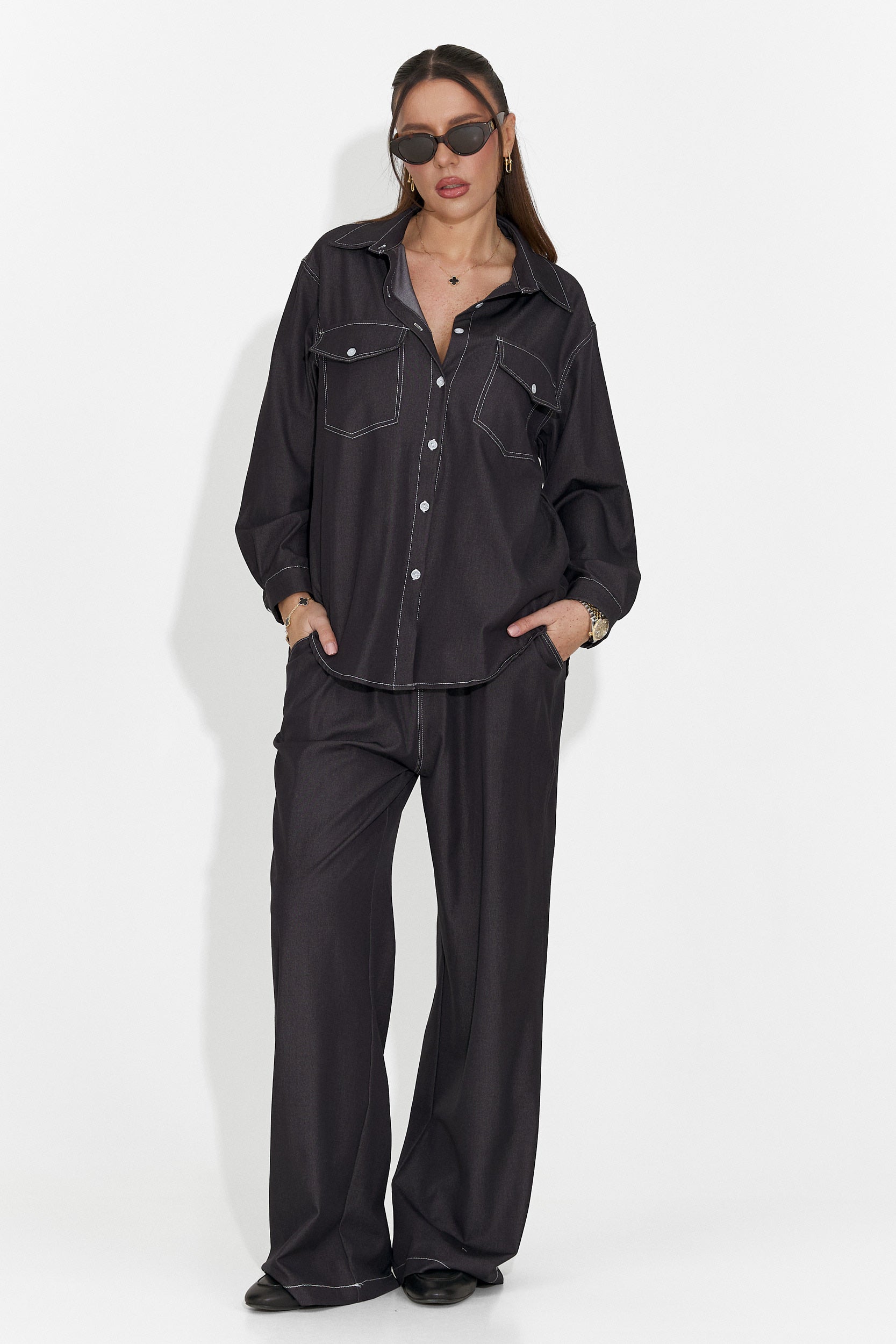 Черен ежедневен дамски костюм на Zunaira Bogas