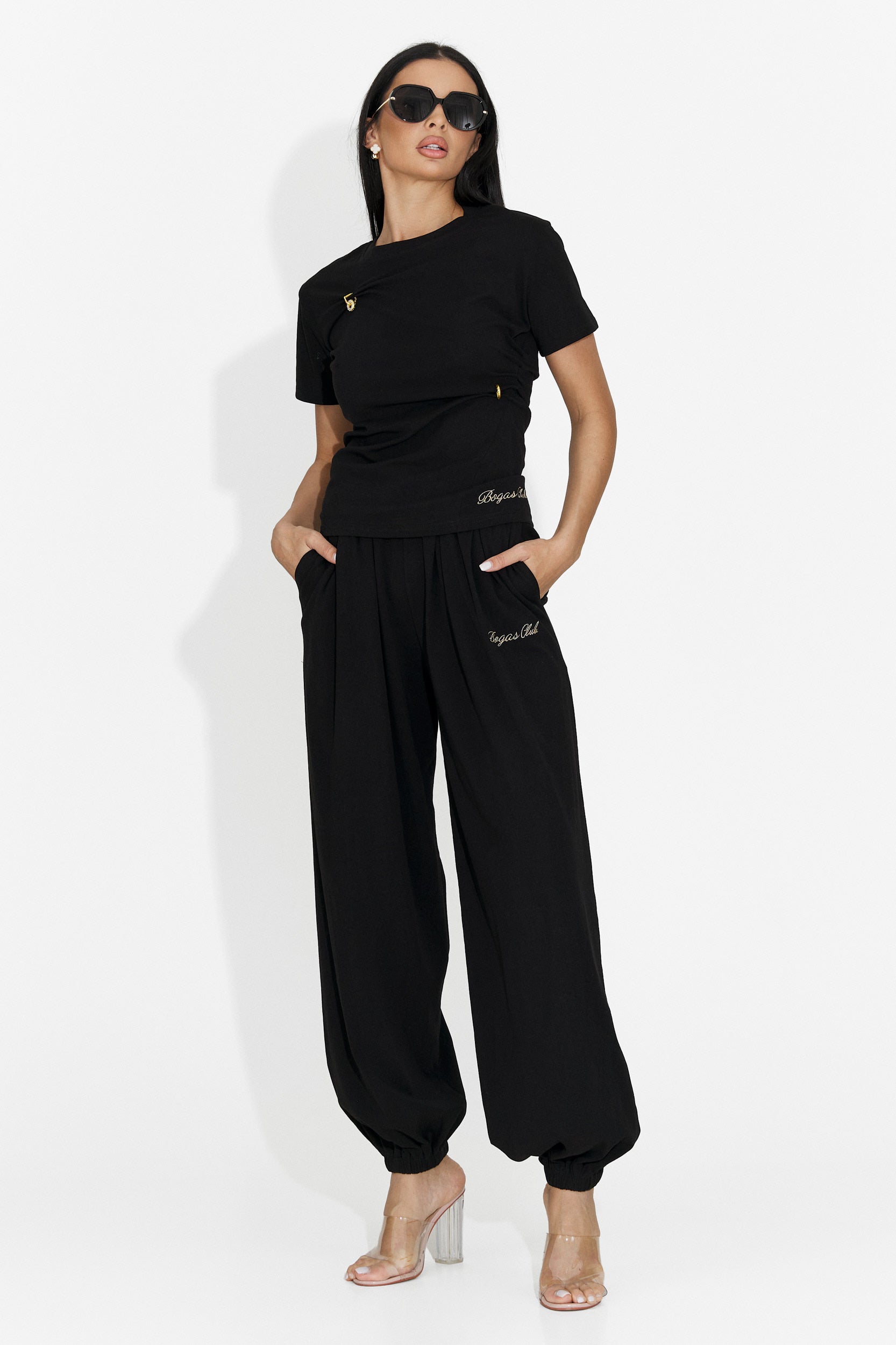 [Resigilat] Compleu dama cu pantaloni negru Leah Bogas