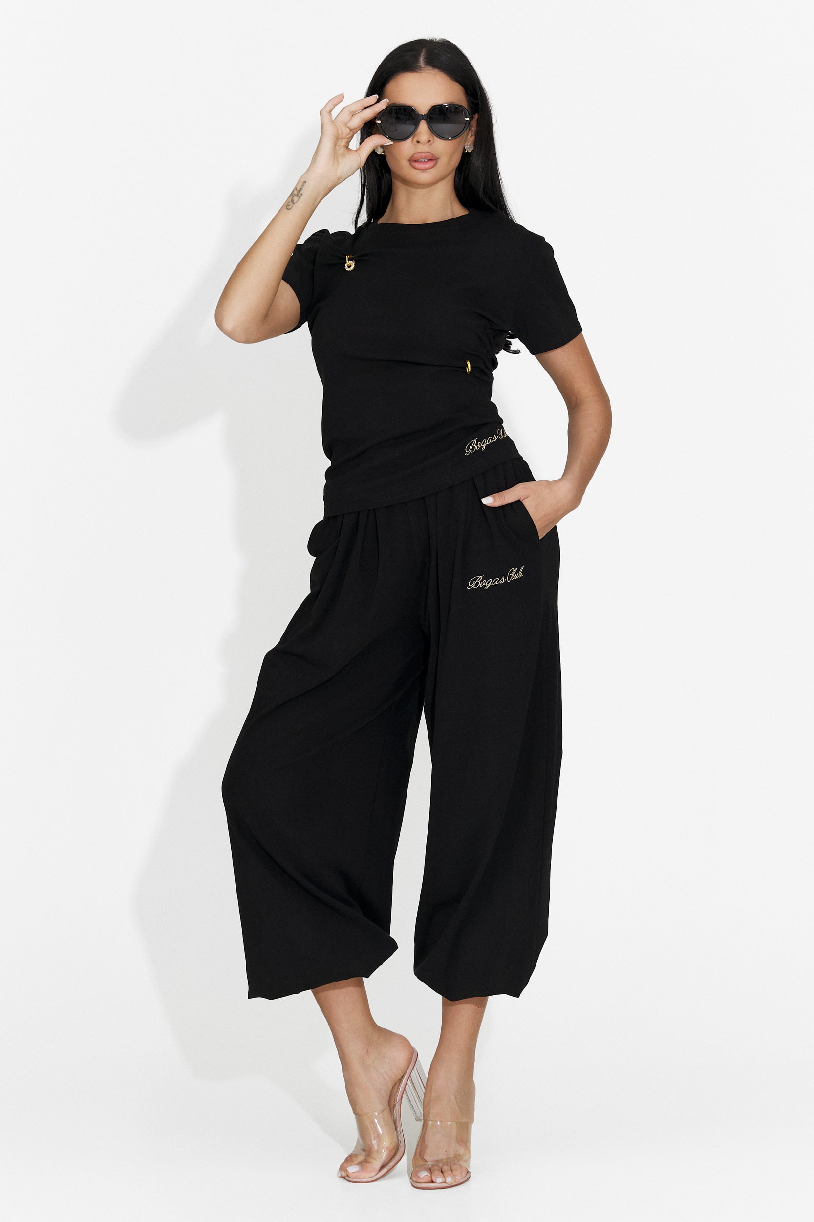 [Resigilat] Compleu dama cu pantaloni negru Leah Bogas