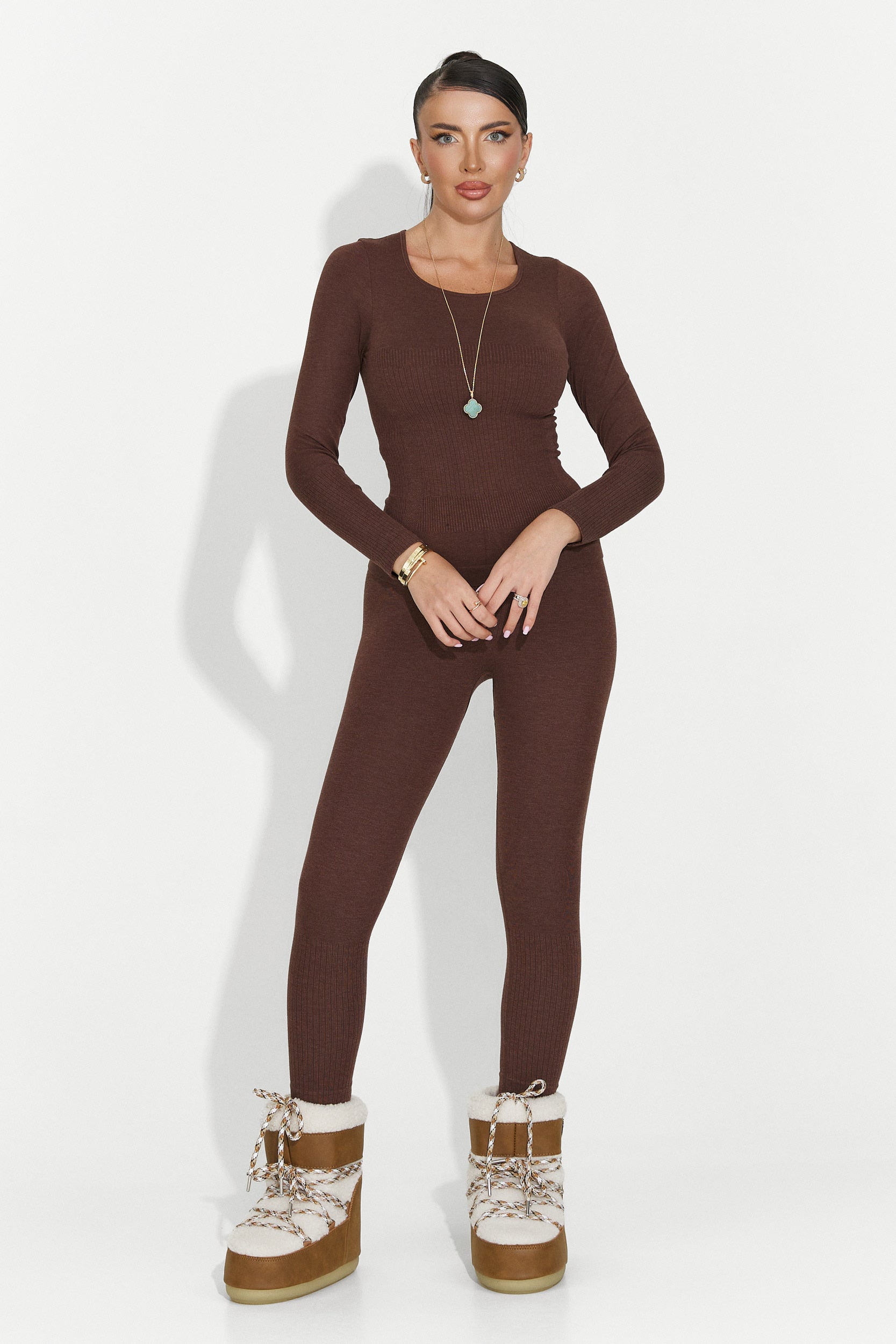 Дамски комплект бельо кафяво Dominia Bogas