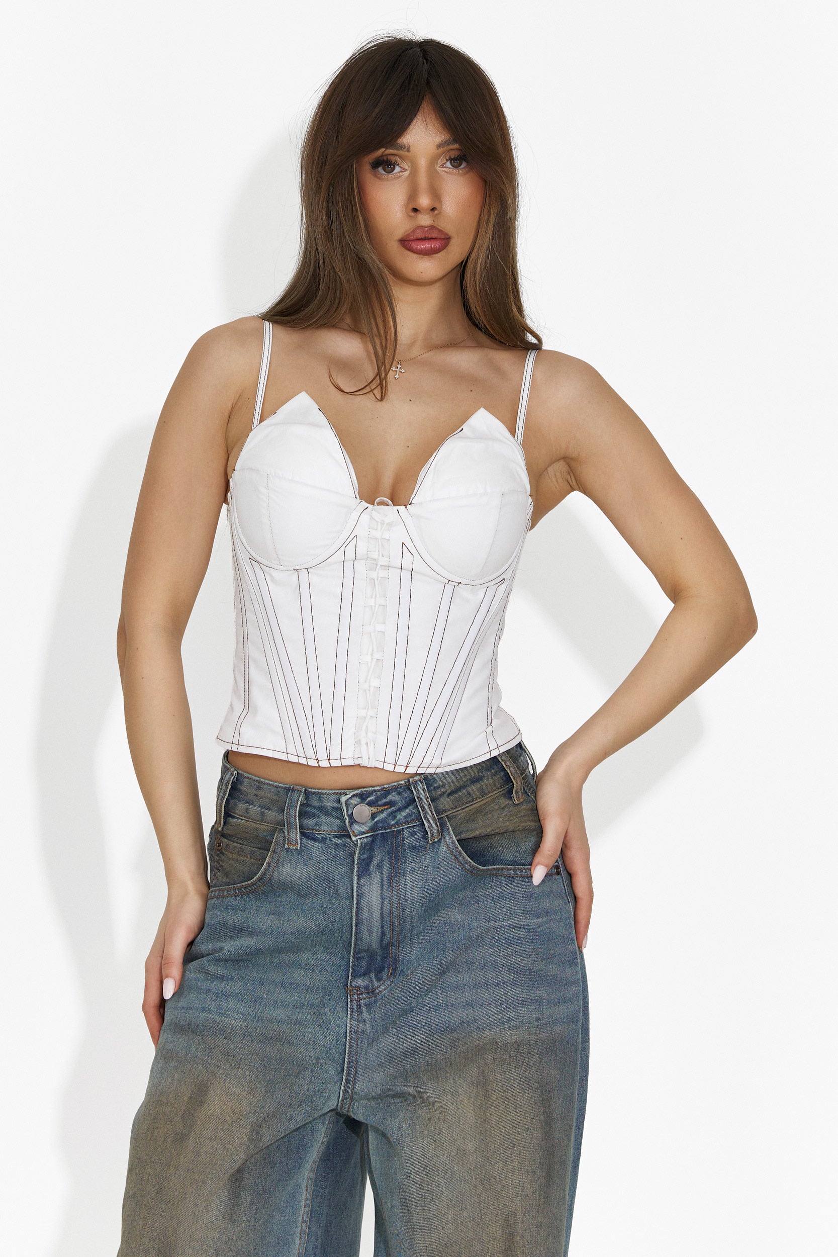 Елегантен бял корсет Karisa Bogas за жени