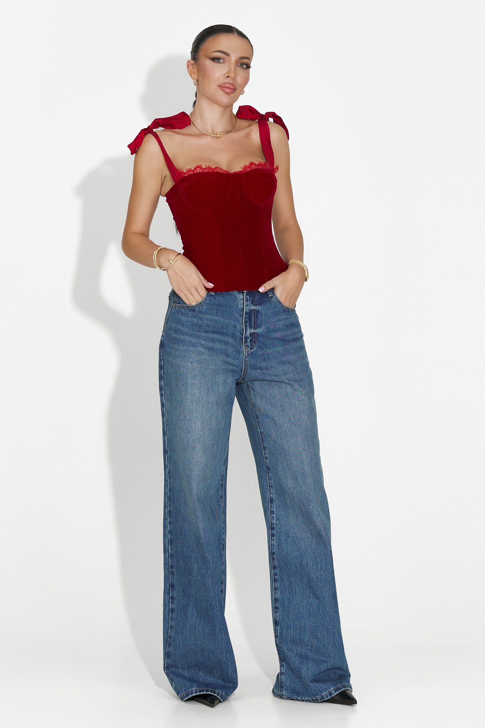 Елегантен червен корсет Dianela Bogas