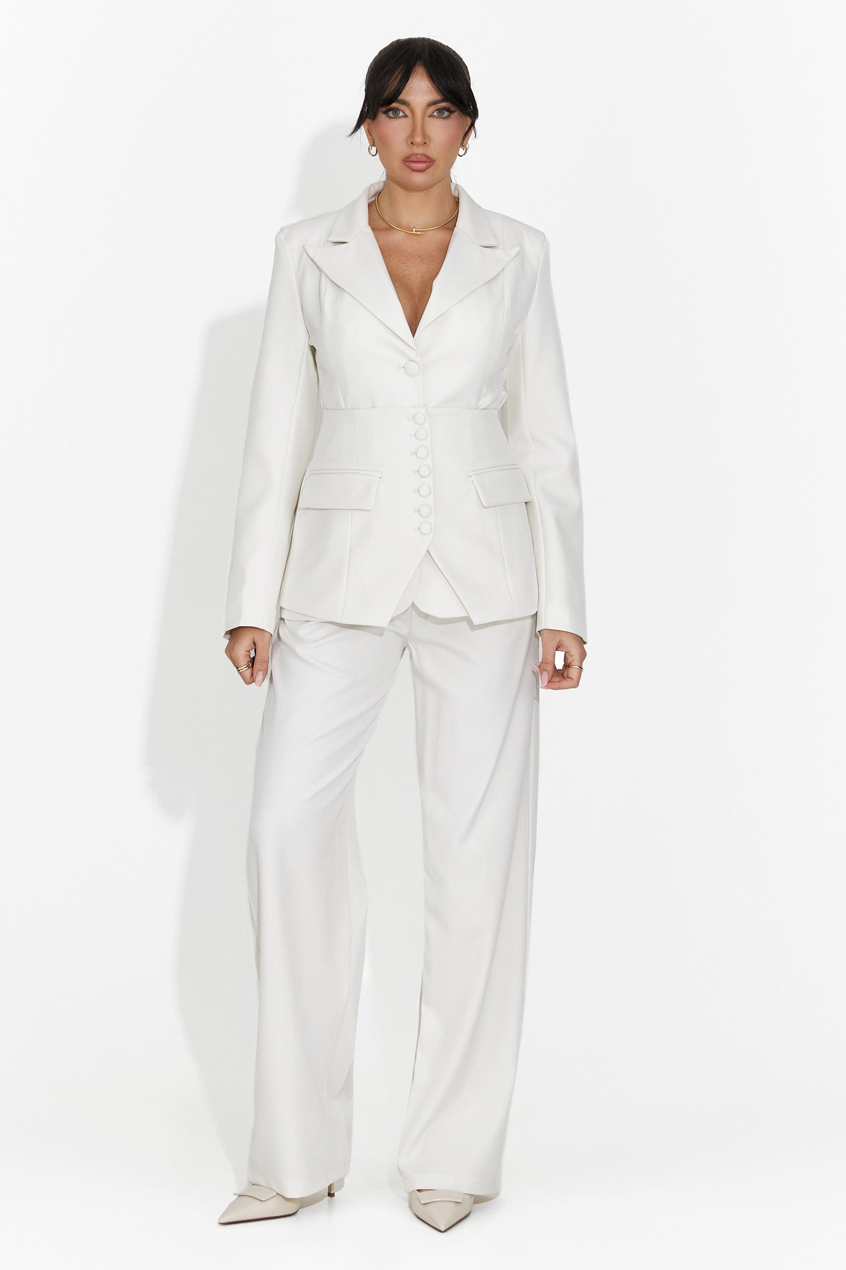 Дамски костюм 3 части сако + корсет + панталони бежов Glimena Bogas