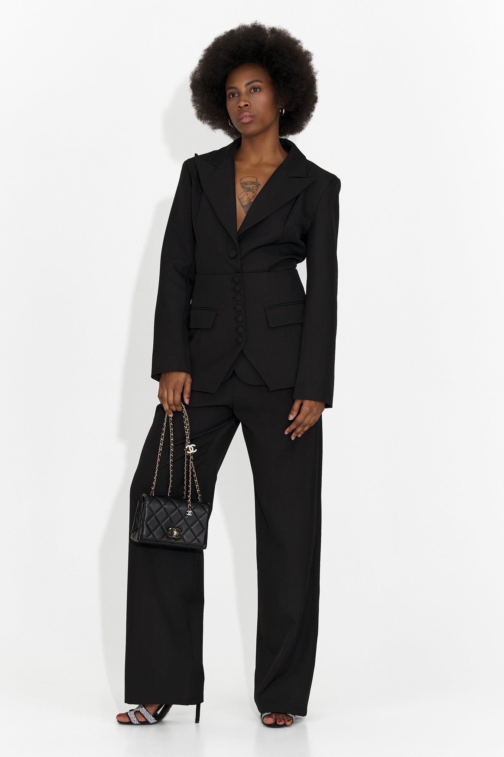 Дамски костюм 3 части сако + корсет + панталони черен Glimena Bogas