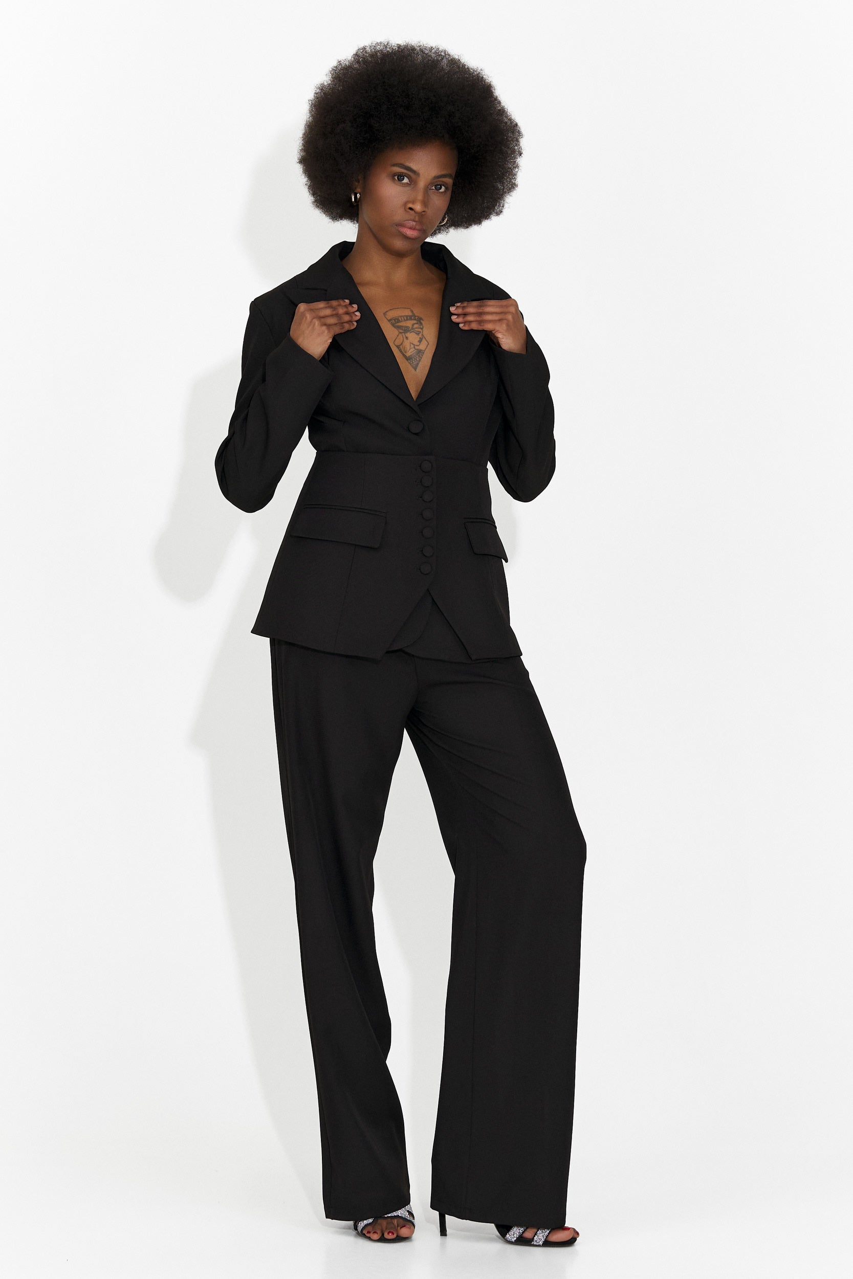 Дамски костюм 3 части сако + корсет + панталони черен Glimena Bogas