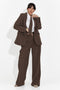 Дамски костюм 3 части сако + панталони + вратовръзка кафяв Anhelica Bogas