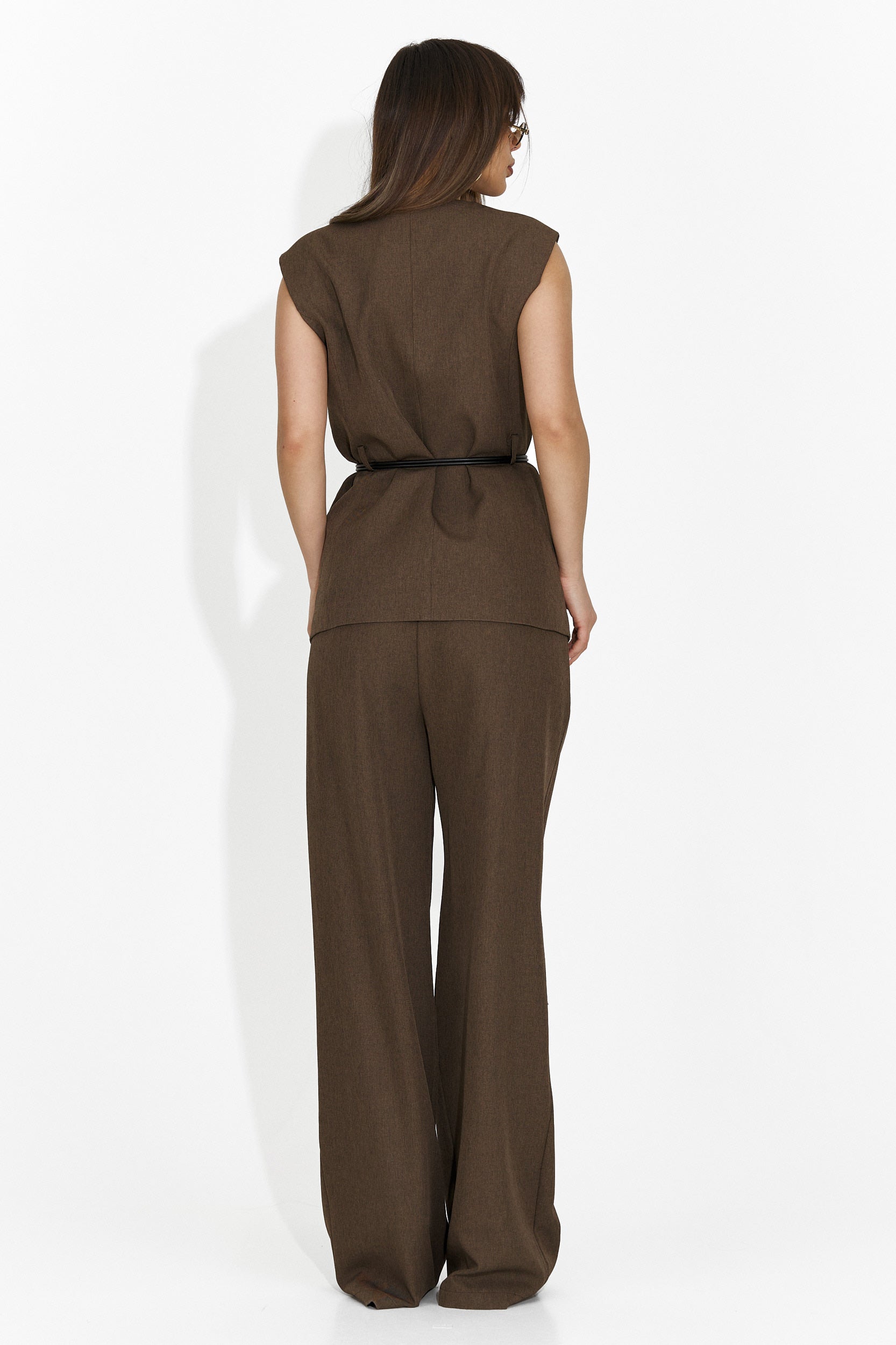 Дамски костюм жилетка + панталони кафяв Avilma Bogas