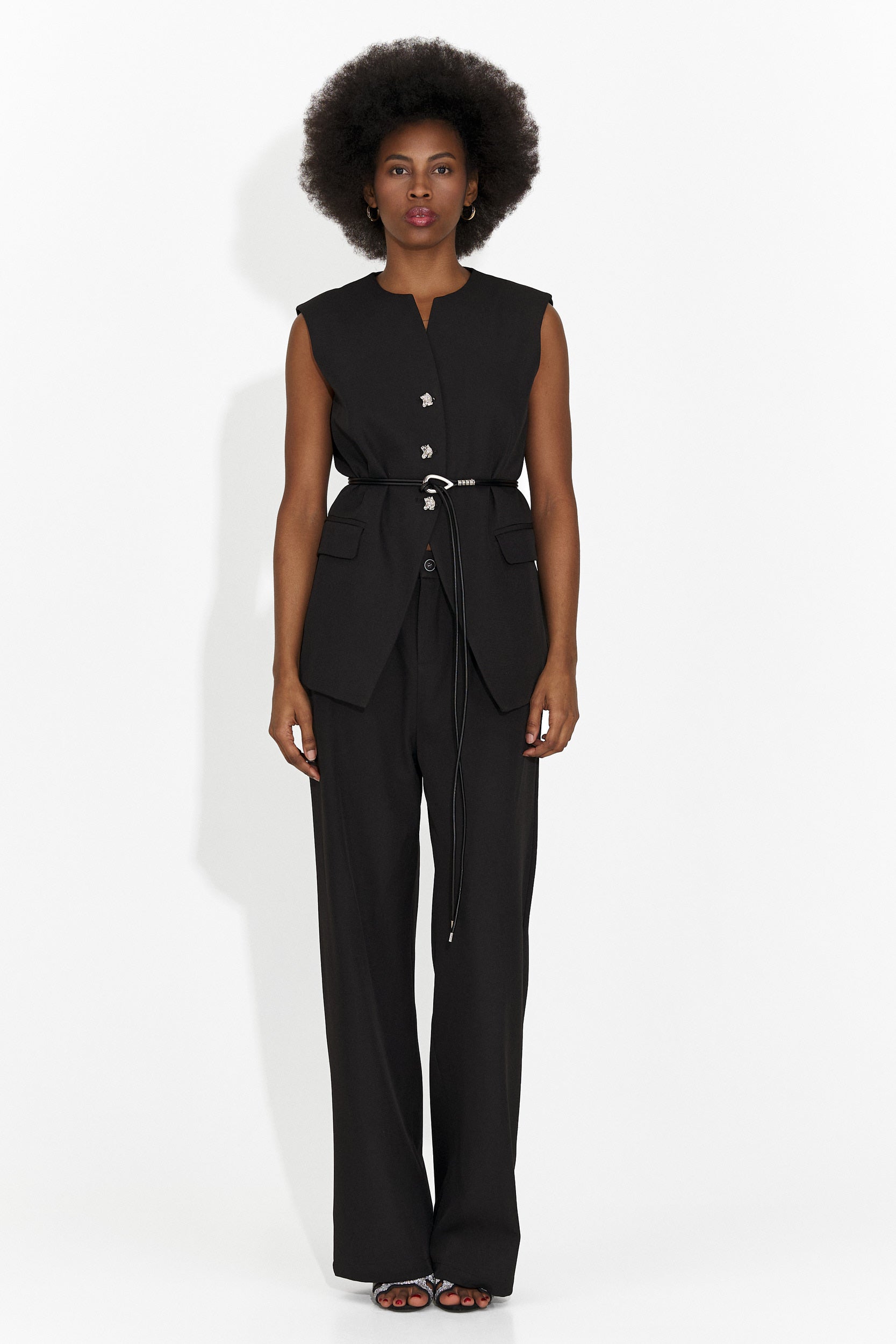 Дамски костюм жилетка + панталони черен Avilma Bogas