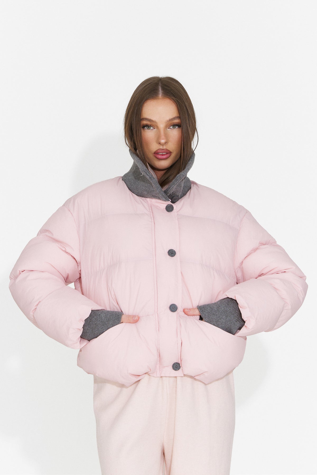 Geaca casual roz Dynualia Bogas