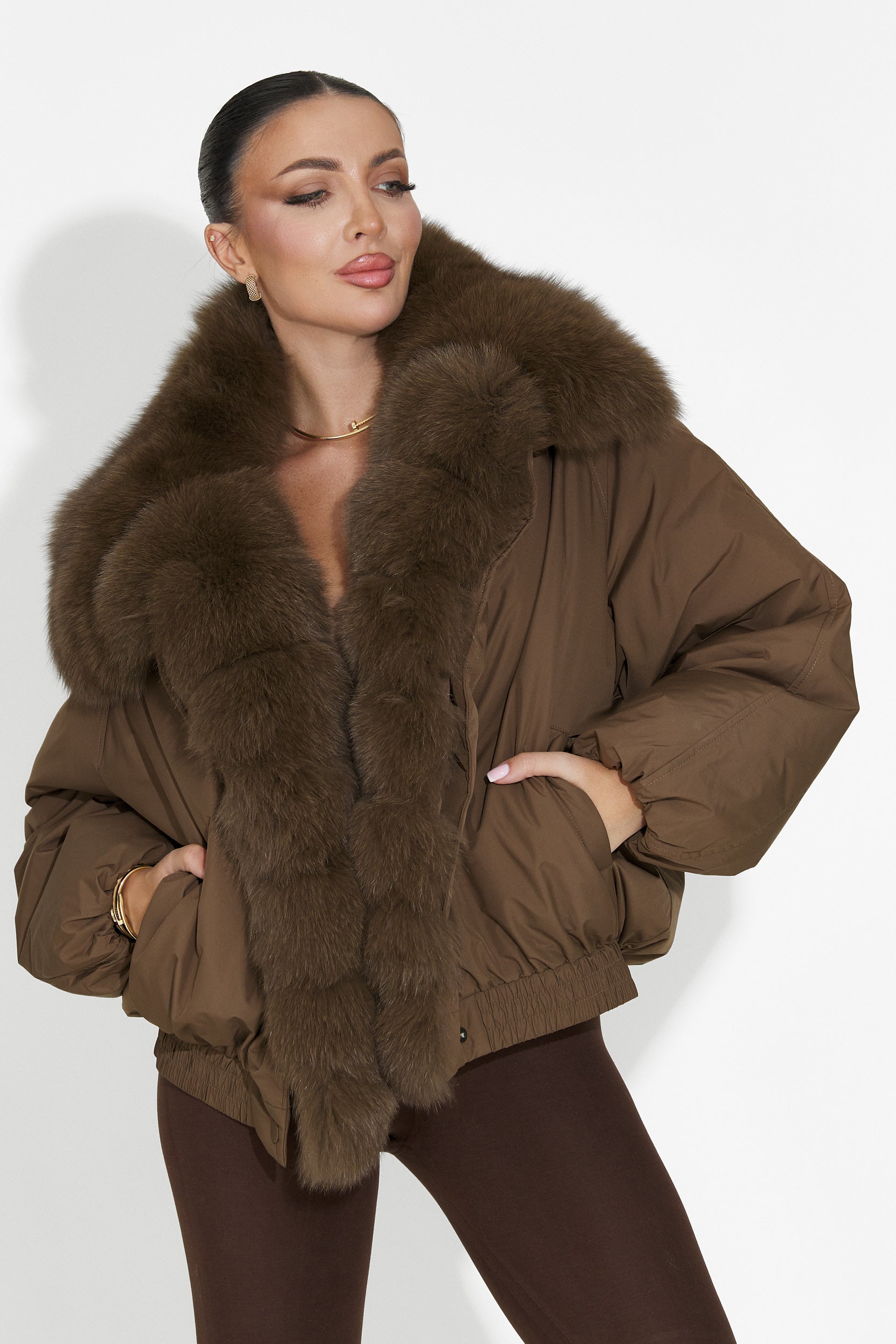 Кафяво дамско спортно яке Arvion Bogas