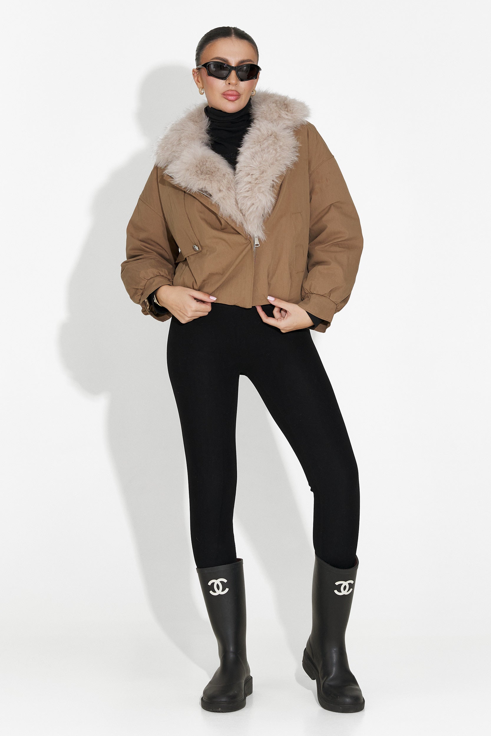 Кафяво дамско спортно яке Eriora Bogas