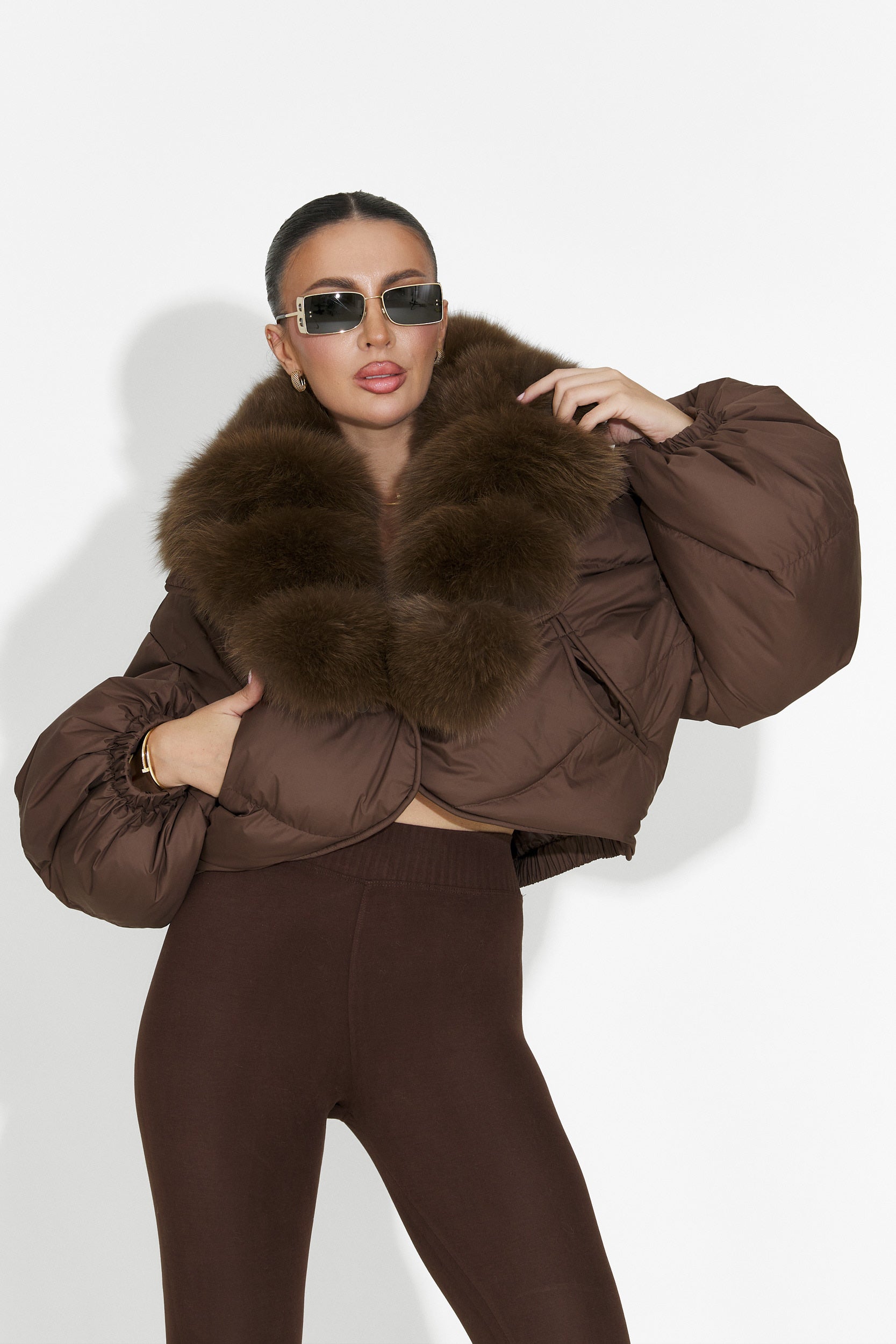 Дамско кафяво яке Selvoria Bogas