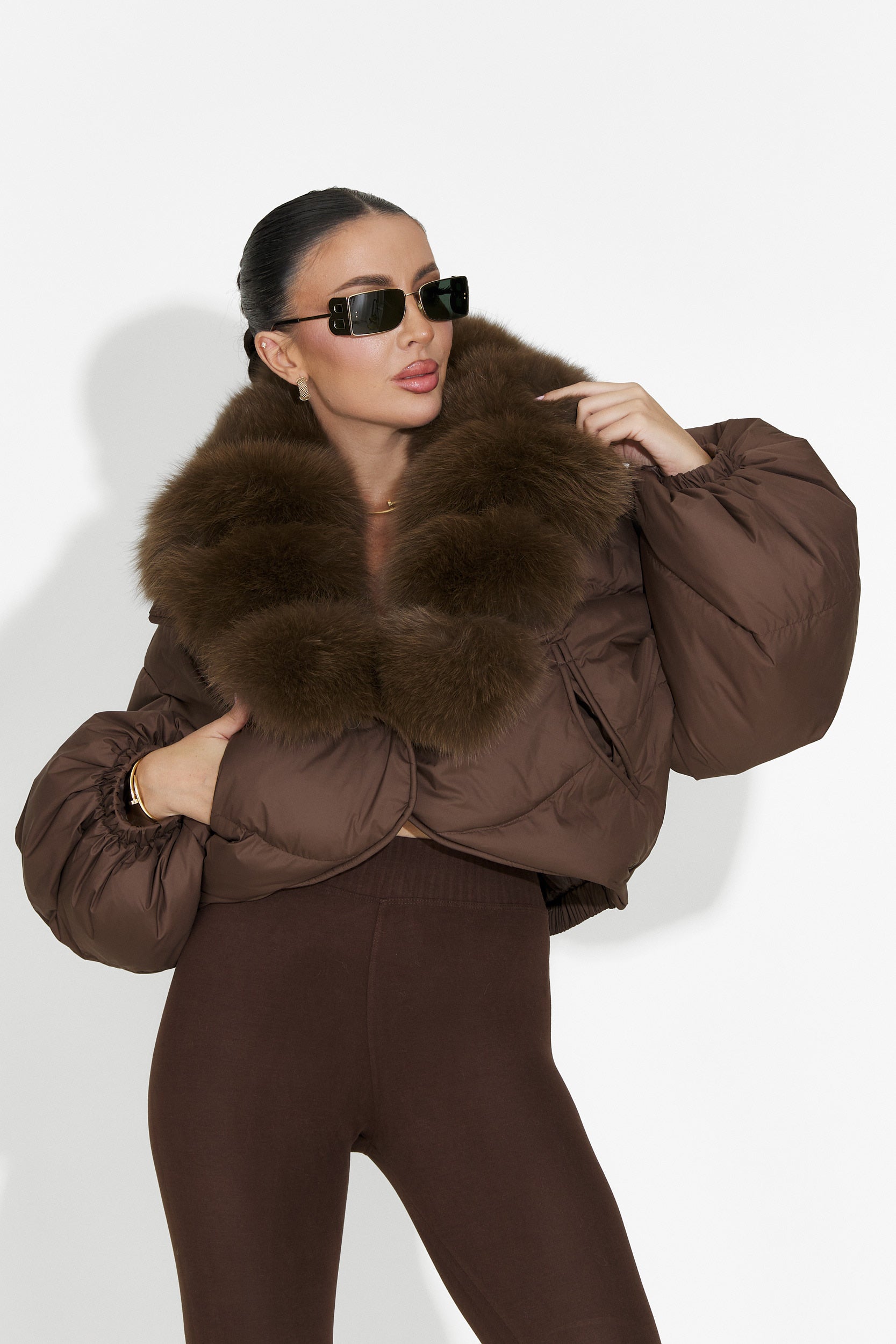 Дамско кафяво яке Selvoria Bogas