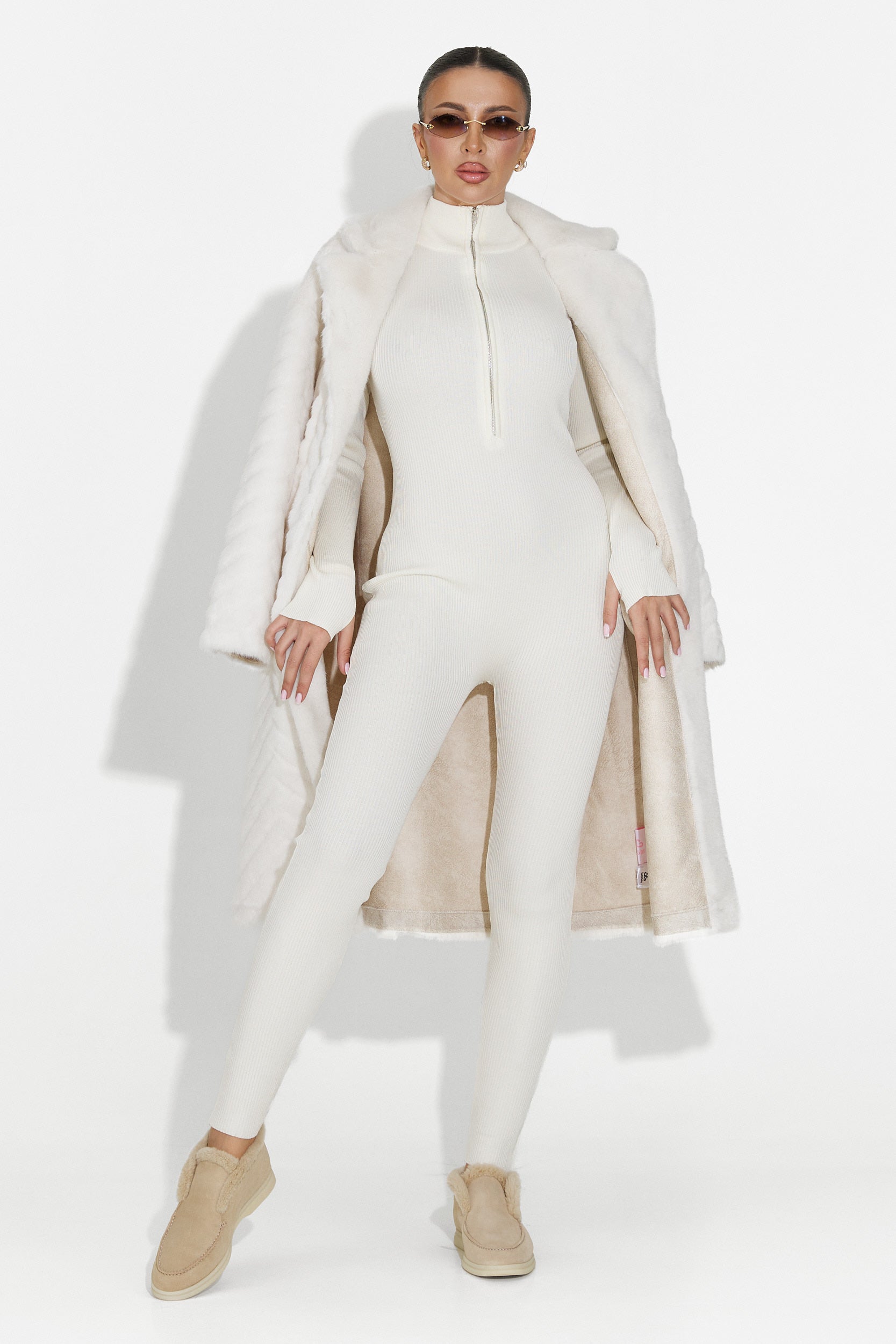 Бежов кожуш от козина Lunaris Bogas