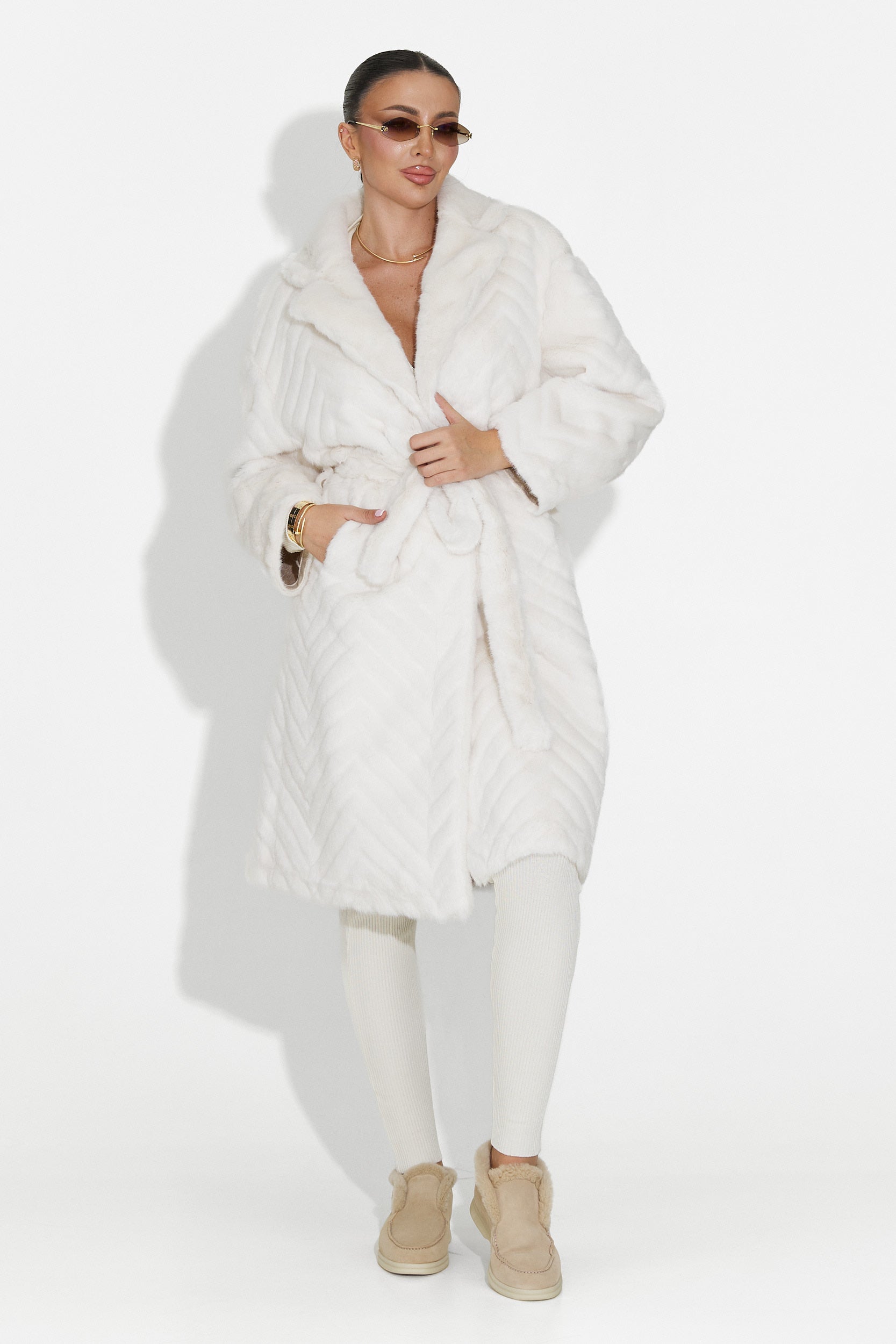 Бежов кожуш от козина Lunaris Bogas