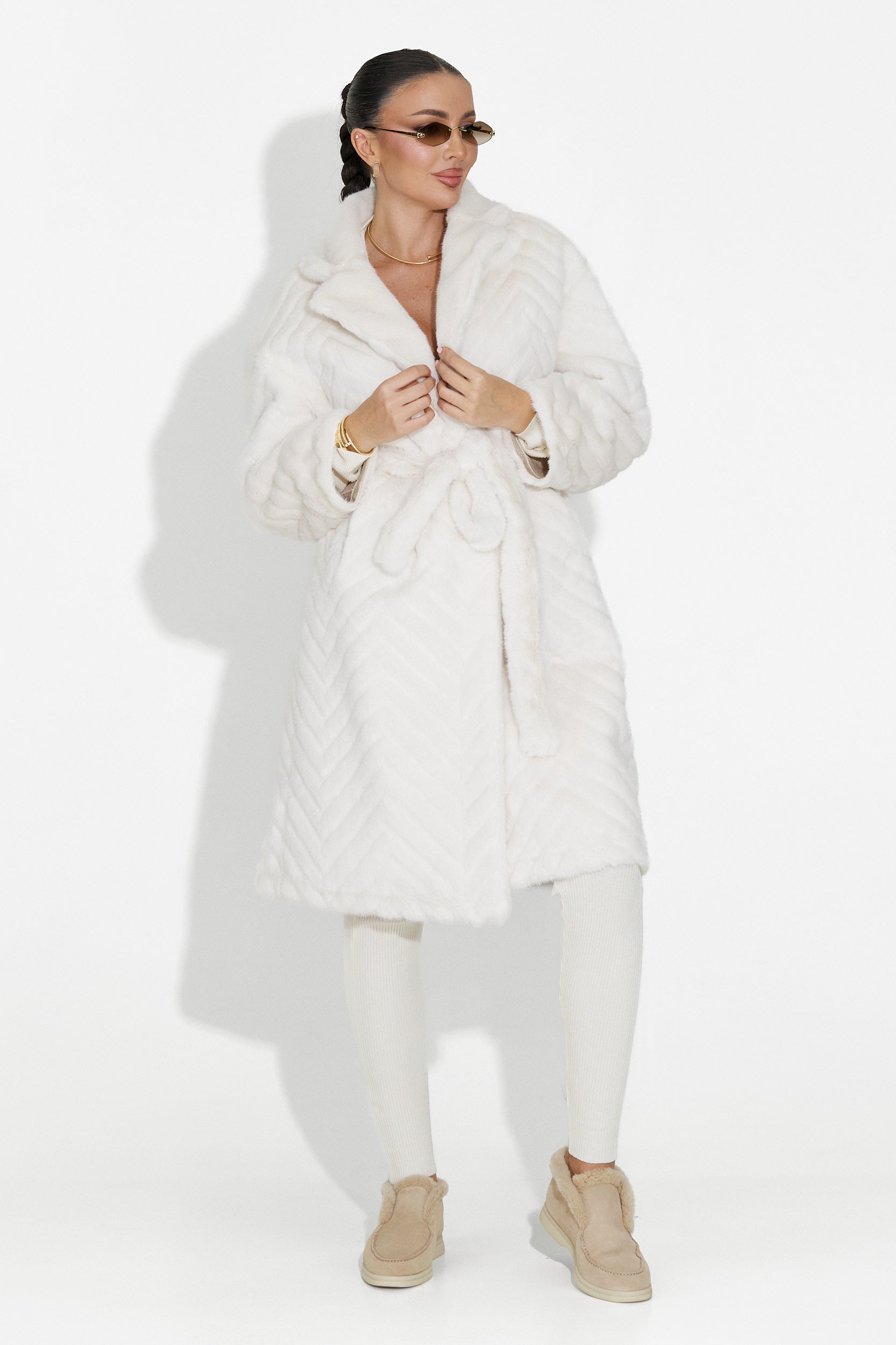 Бежов кожуш от козина Lunaris Bogas