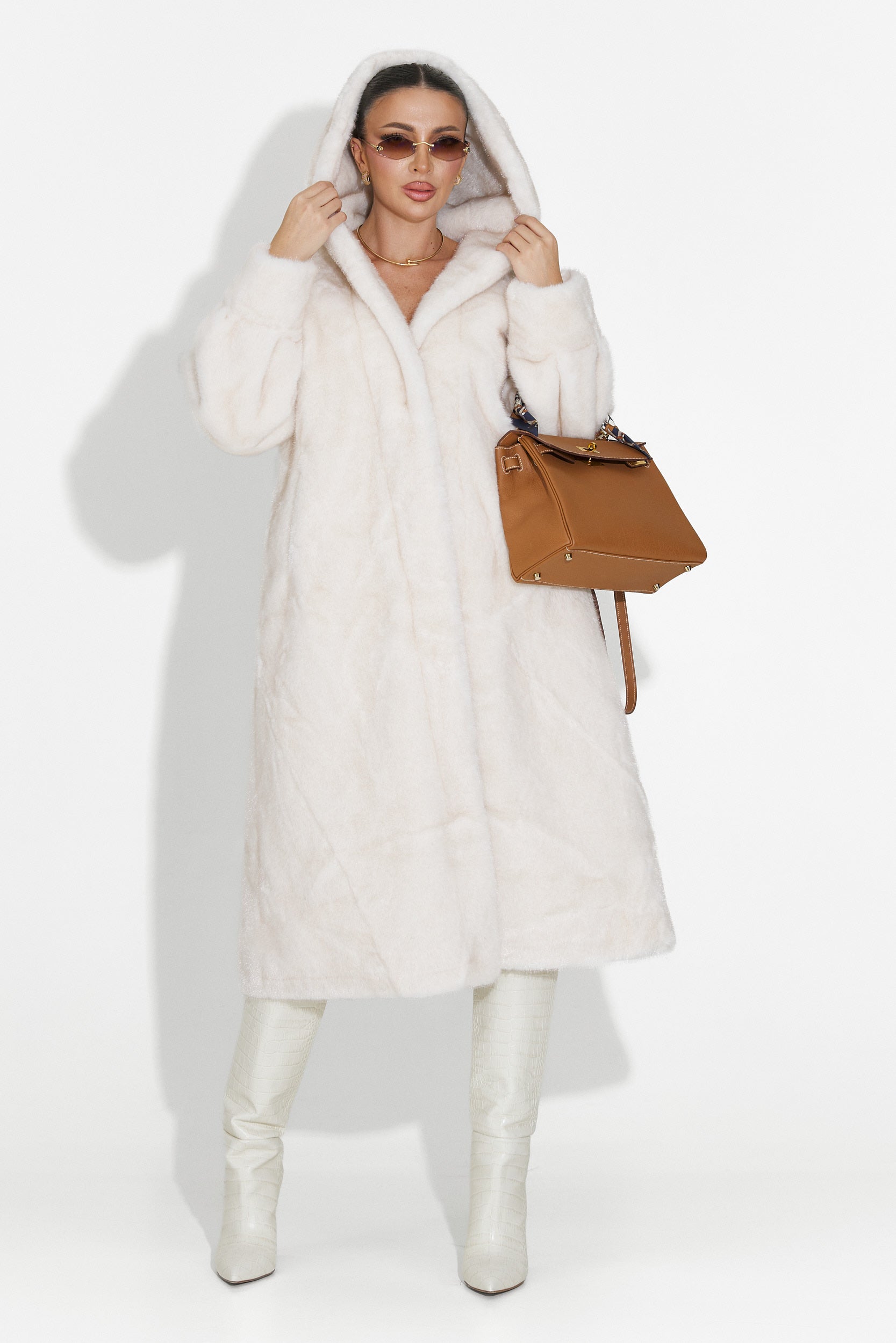 Бежово кожено палто Pluvina Bogas