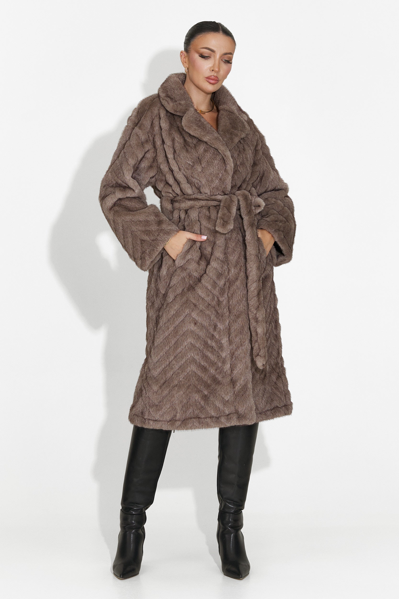 Кожено палто в сиво от Lunaris Bogas