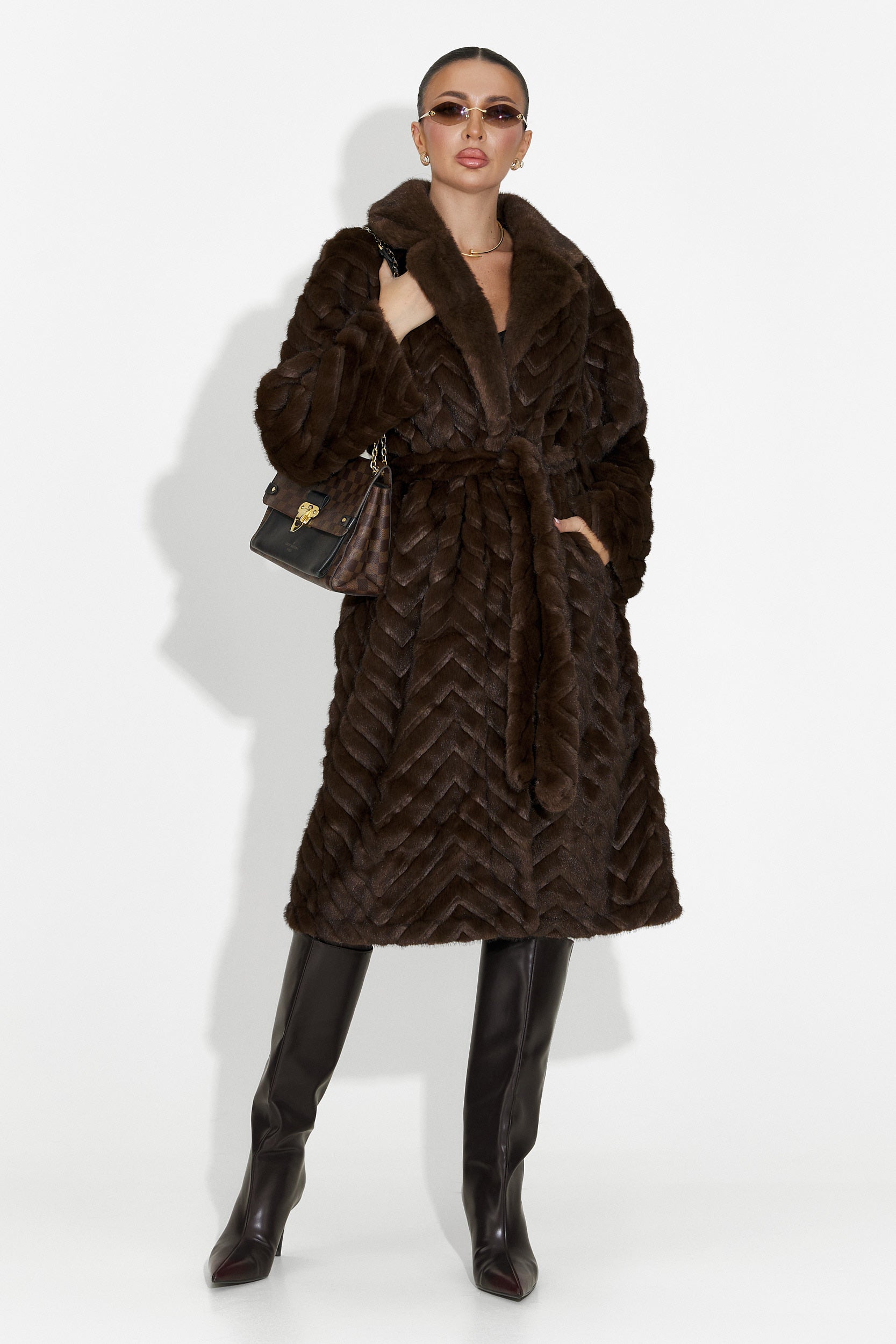 Кафяво козино палто Lunaris Bogas