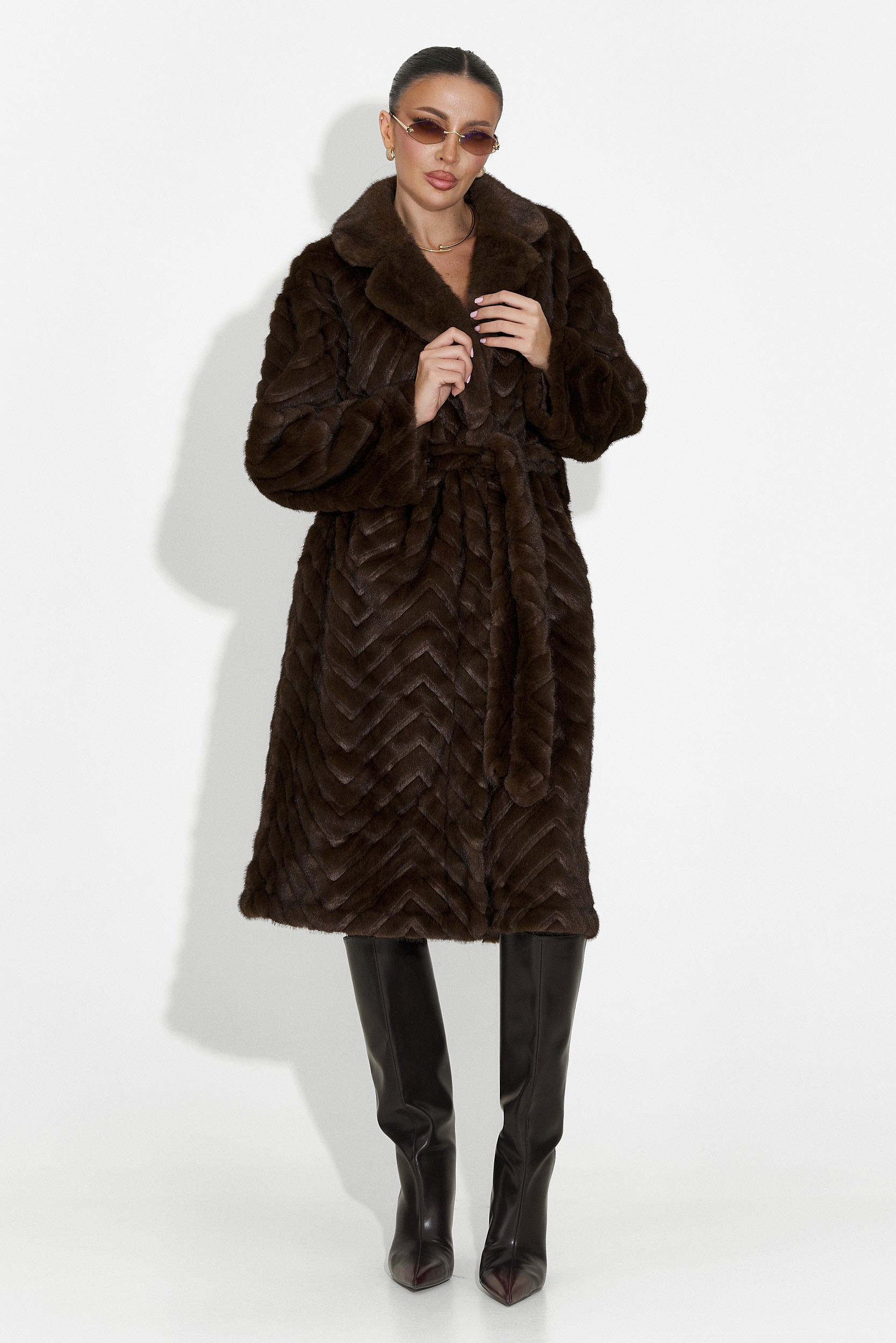 Кафяво козино палто Lunaris Bogas