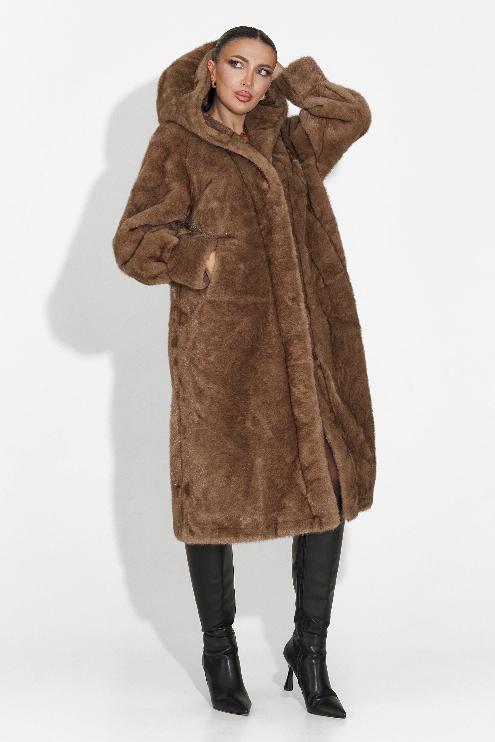 Кафяво кожено палто Pluvina Bogas