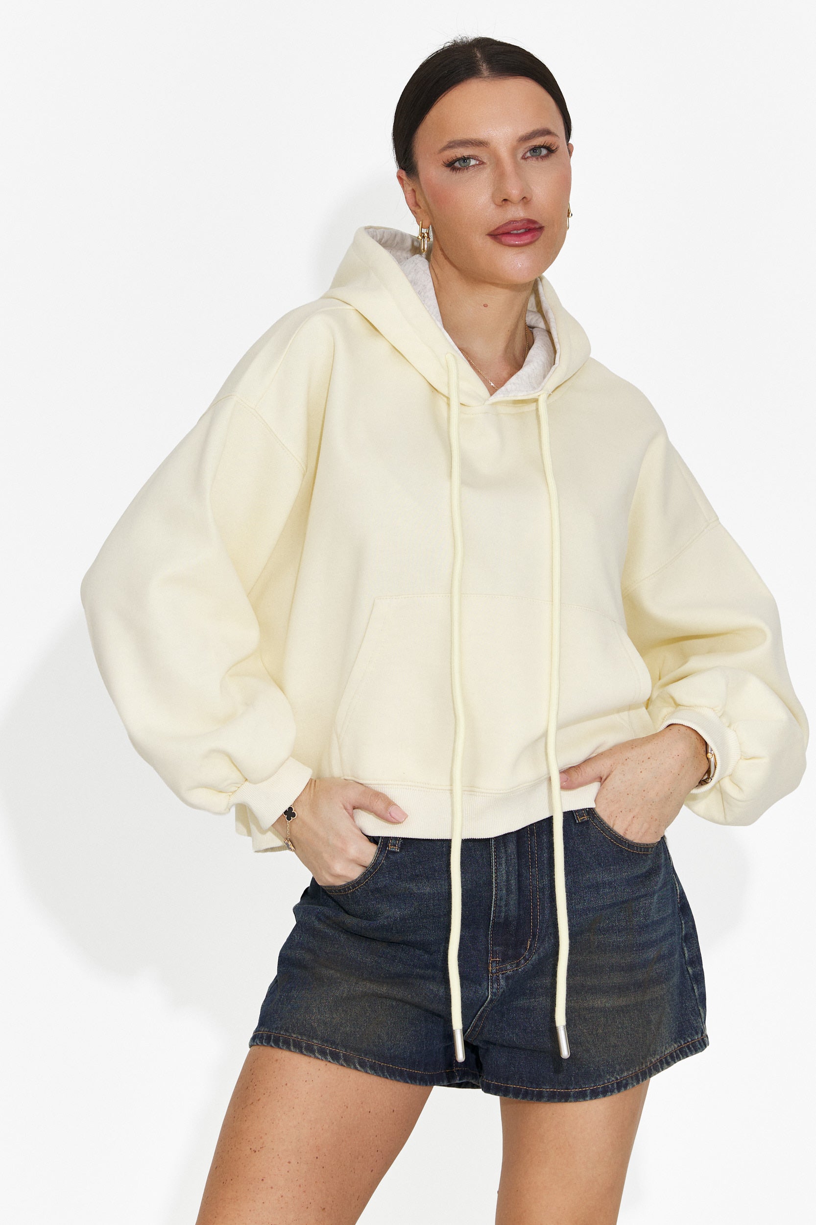 Жълт дамски ежедневен суичър Loravia Bogas