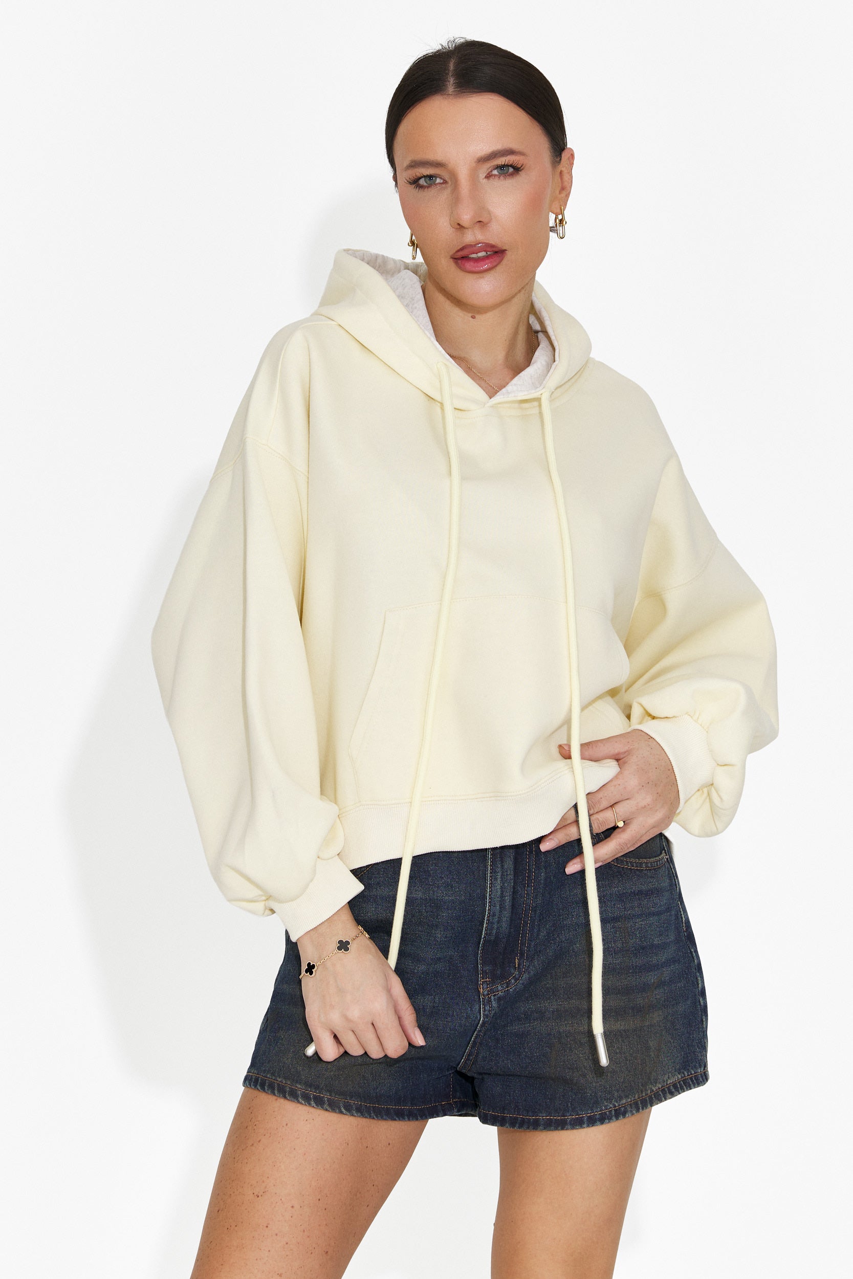 Жълт дамски ежедневен суичър Loravia Bogas