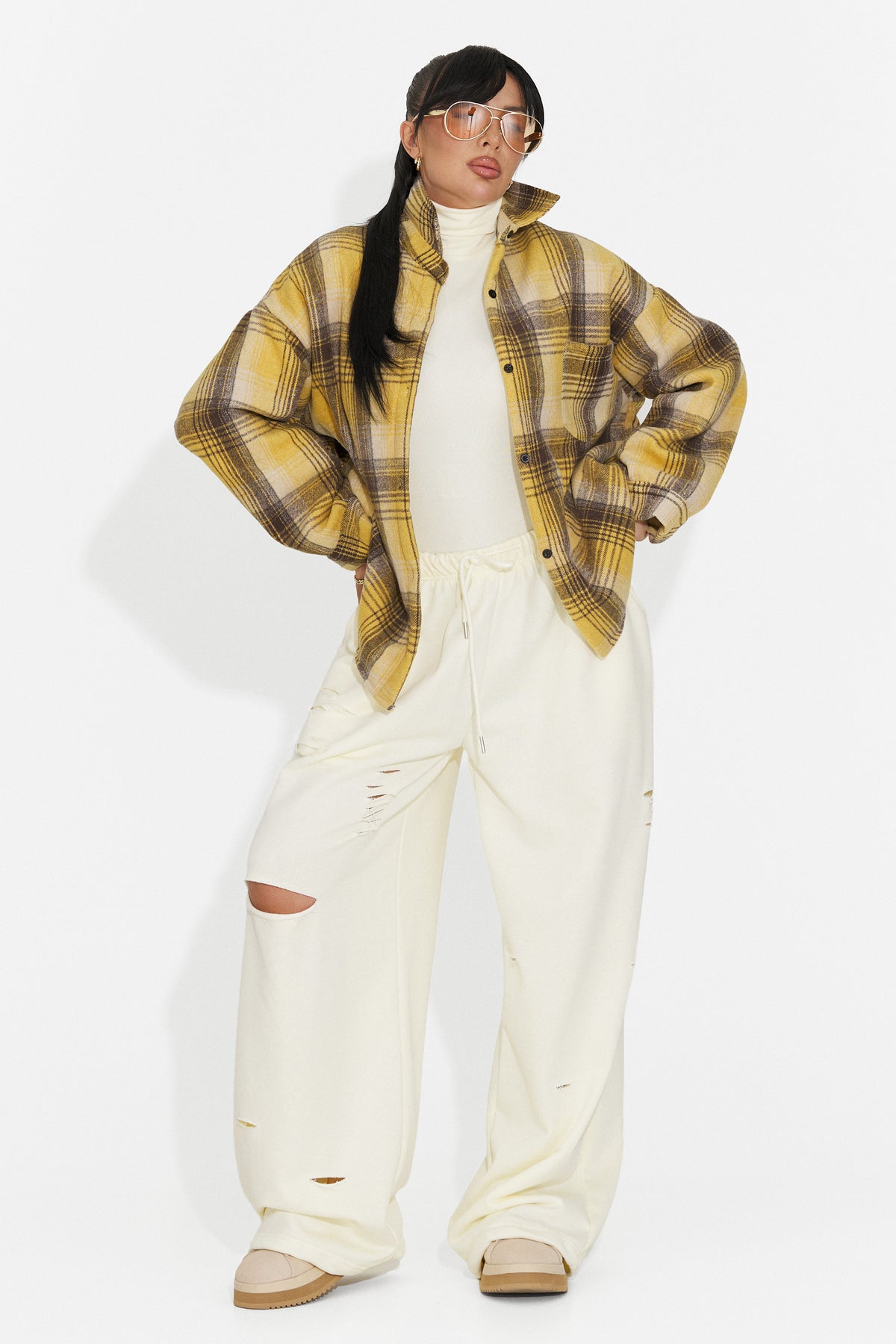 Helanca casual crem Grunliza Bogas