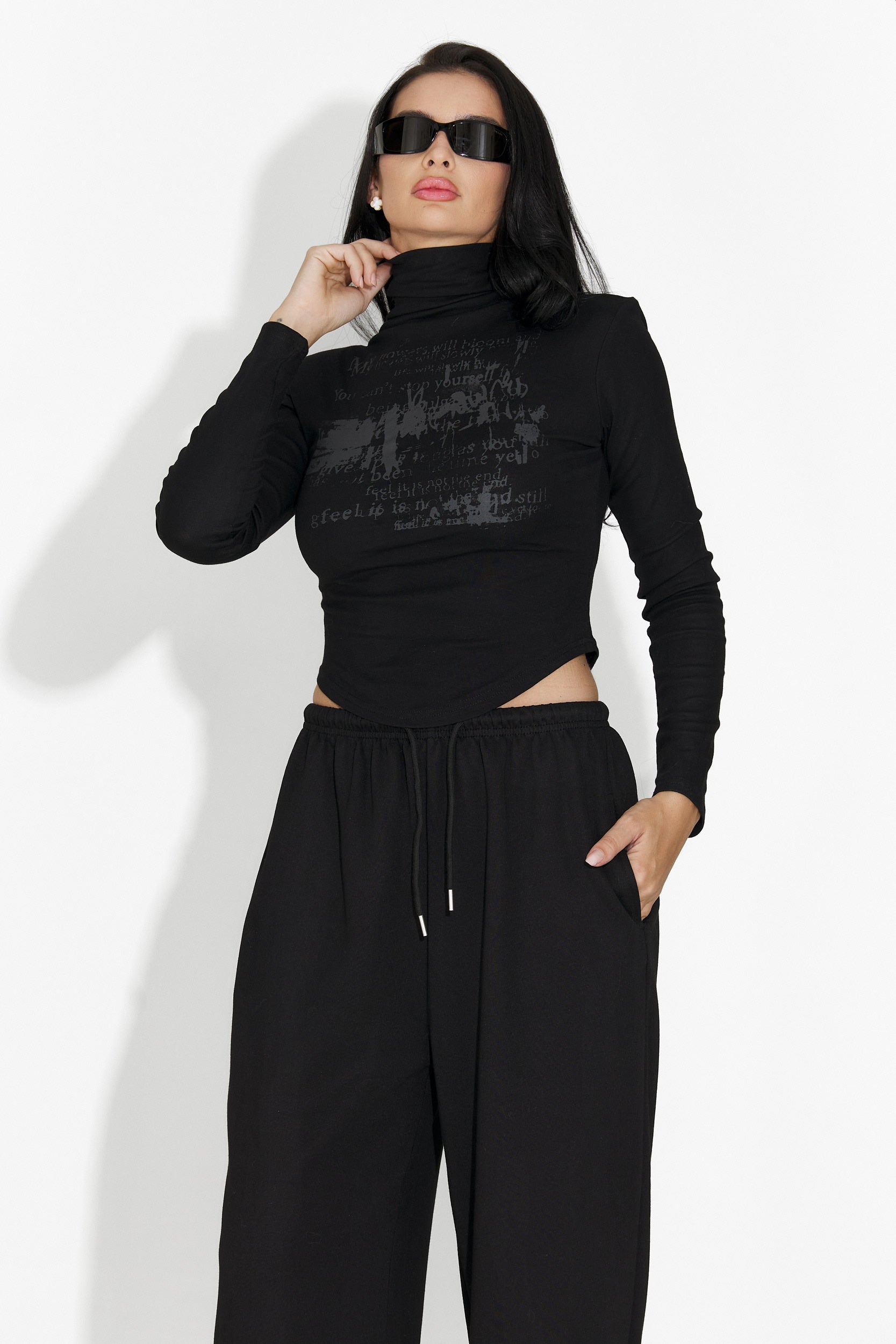 Дамска черна ежедневна блуза Fenalya Bogas