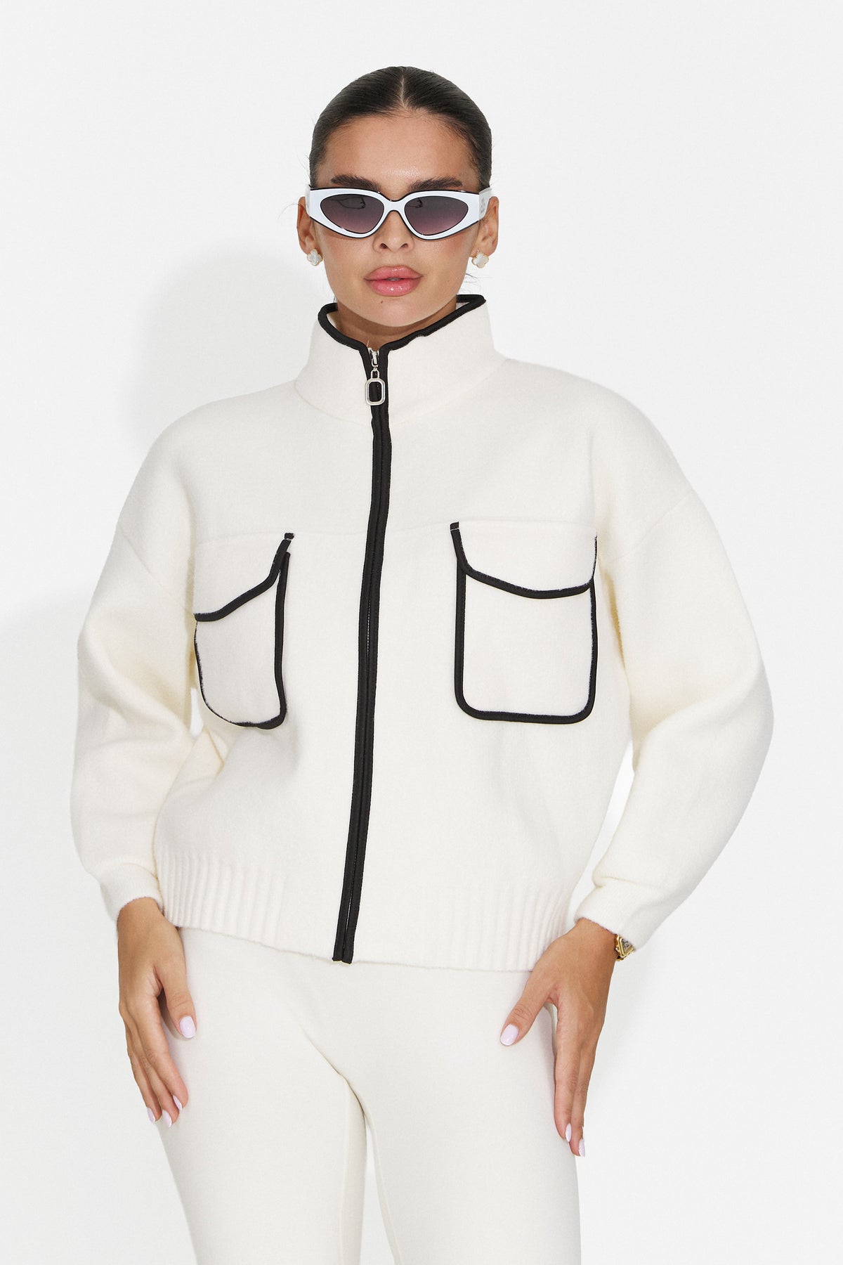 Jacheta casual crem Hamilola Bogas