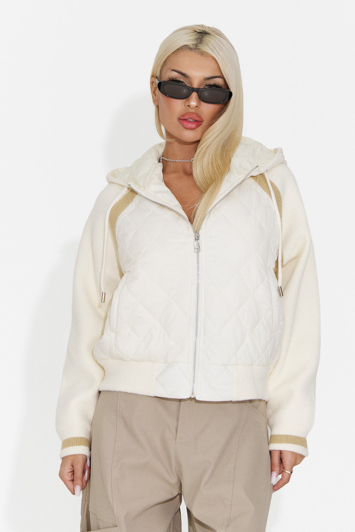 Jacheta casual crem Rylenova Bogas