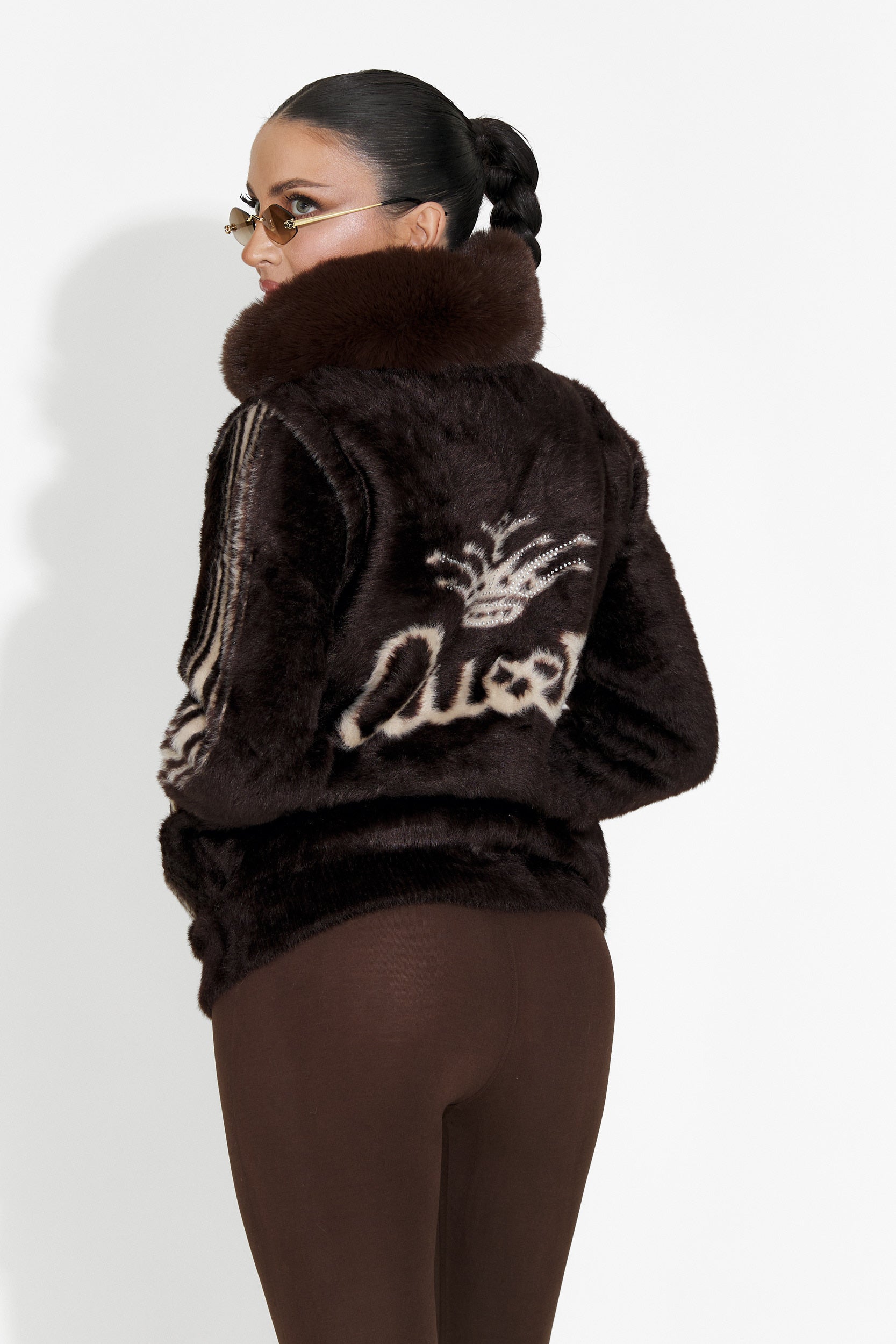 Дамско кежуал яке с две лица в кафяво и бежово Valoria Bogas