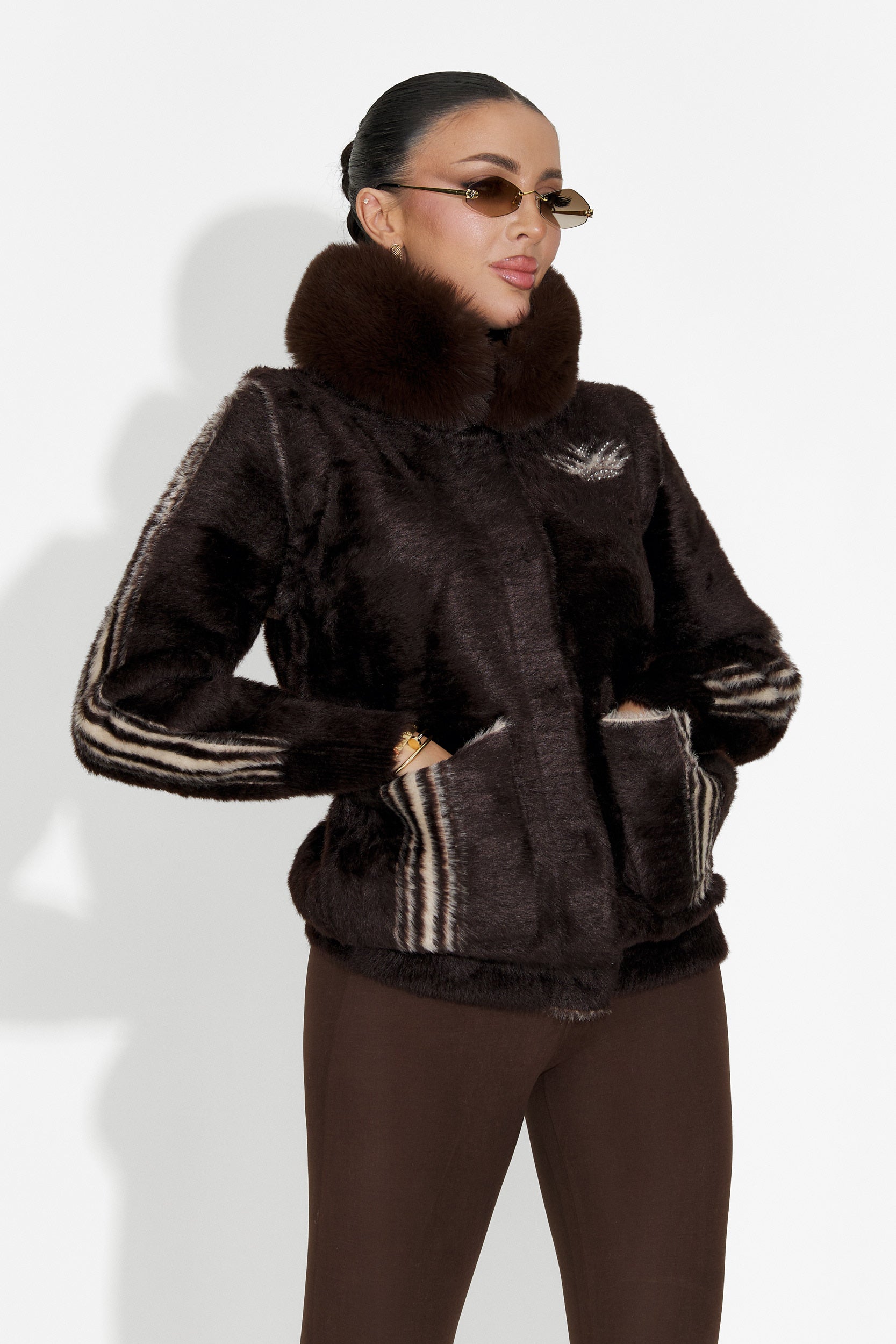 Дамско кежуал яке с две лица в кафяво и бежово Valoria Bogas