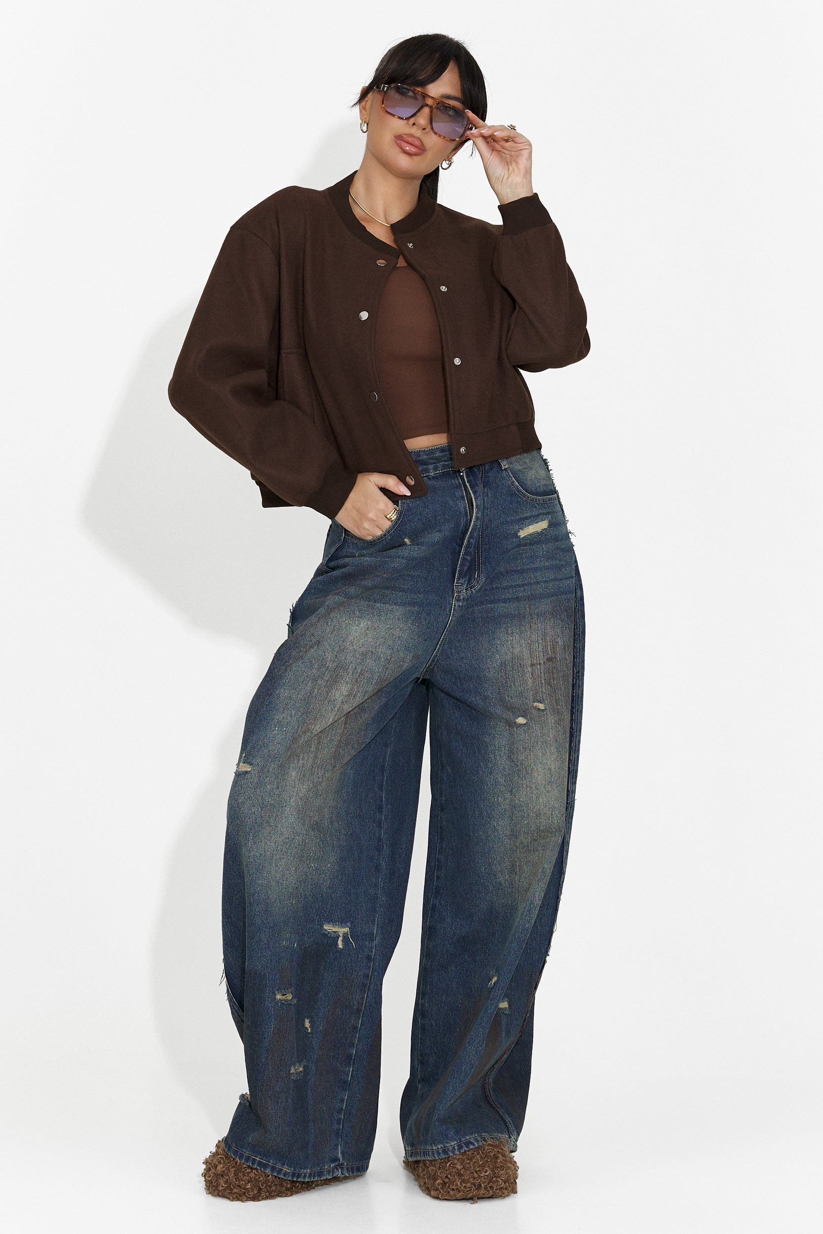 Дамско ежедневно яке кафяво Gineta Bogas