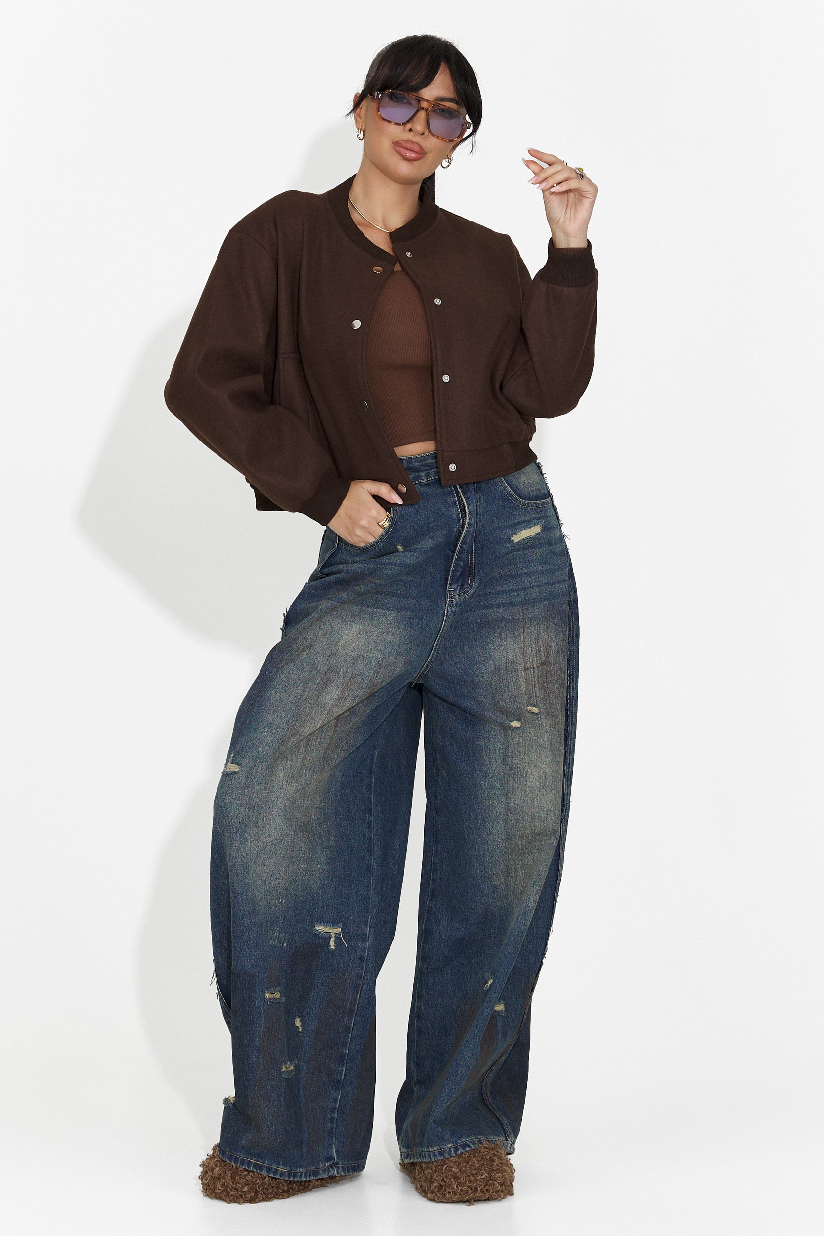 Дамско ежедневно яке кафяво Gineta Bogas