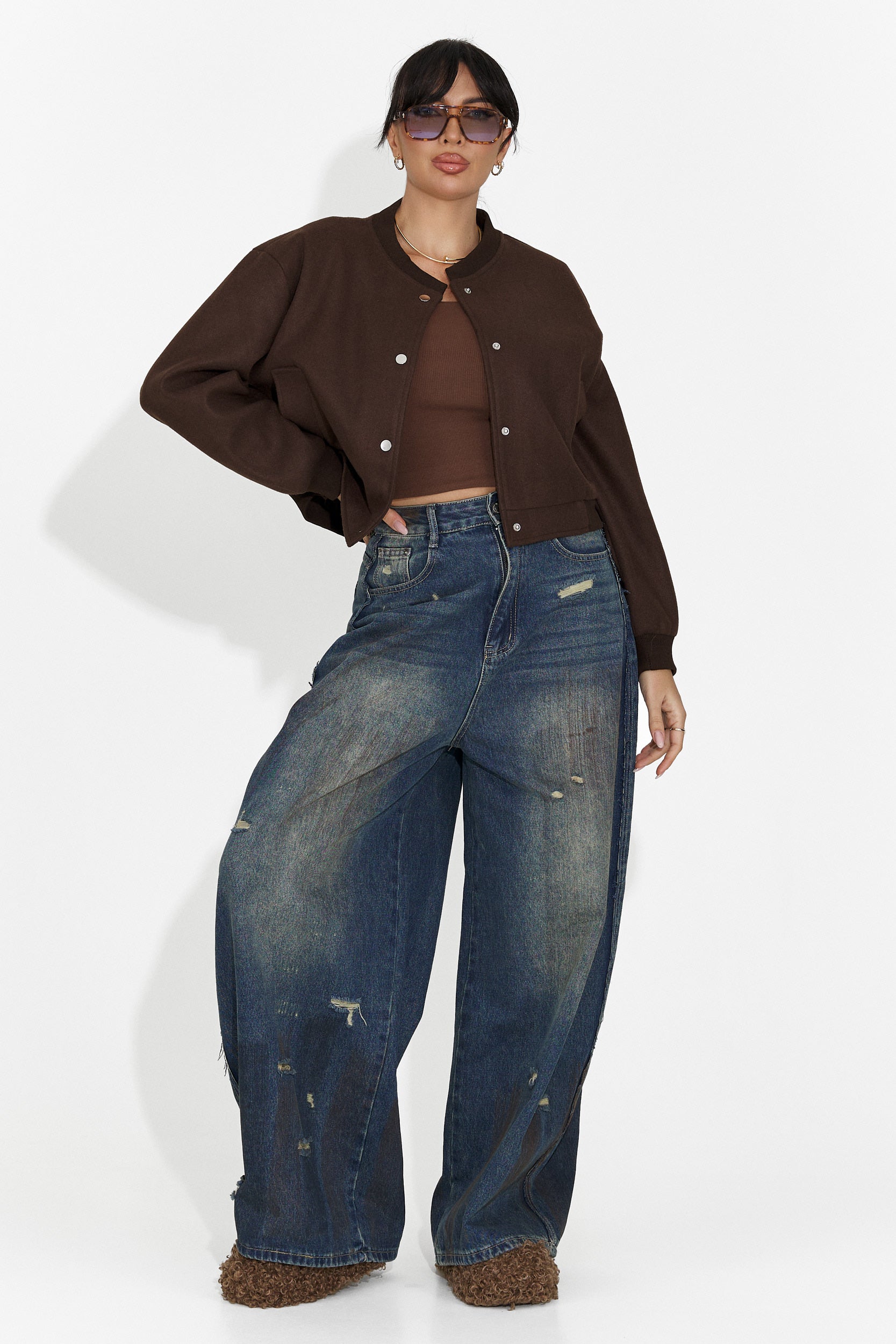 Дамско ежедневно яке кафяво Gineta Bogas