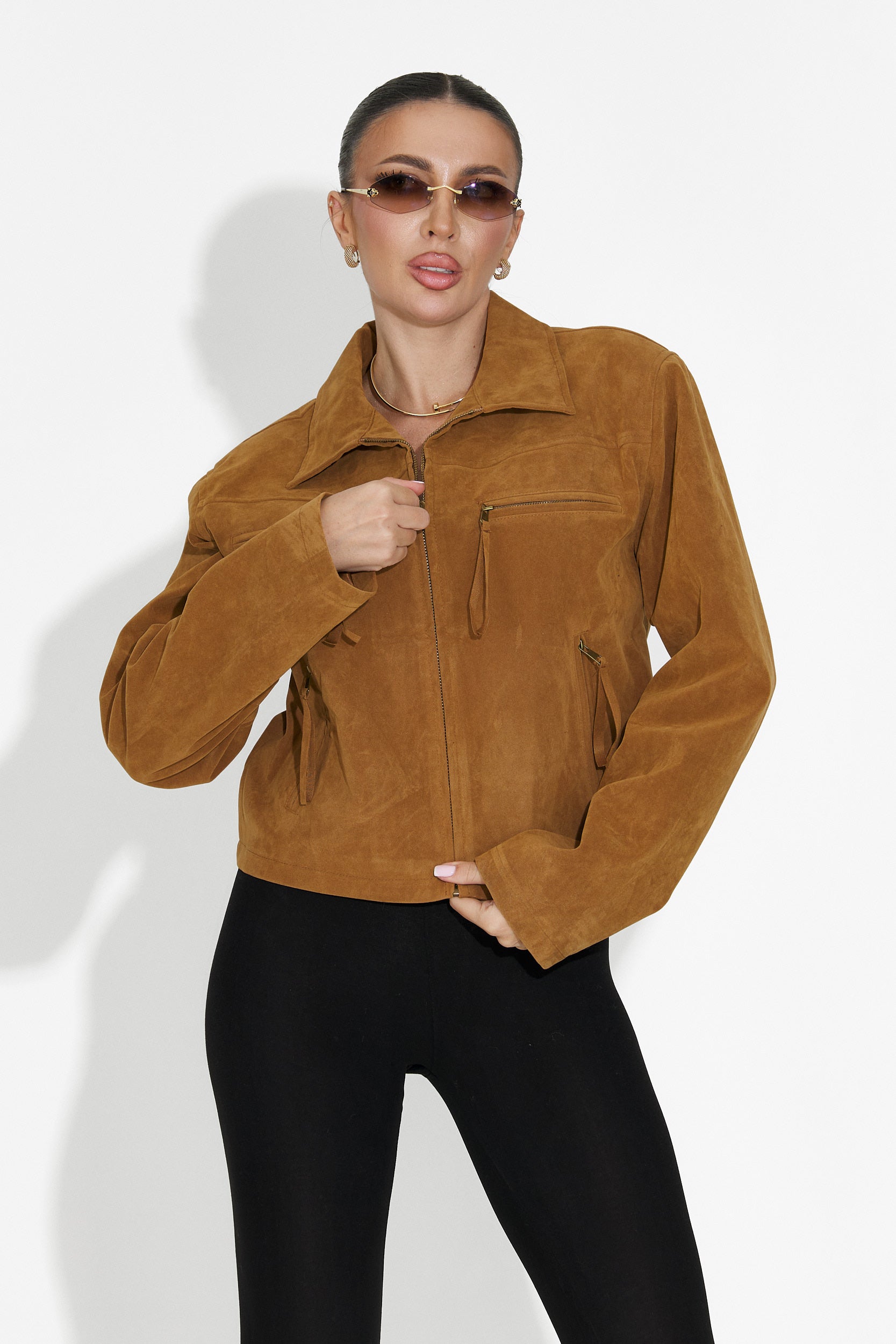 Кафяво дамско спортно яке Marivora Bogas