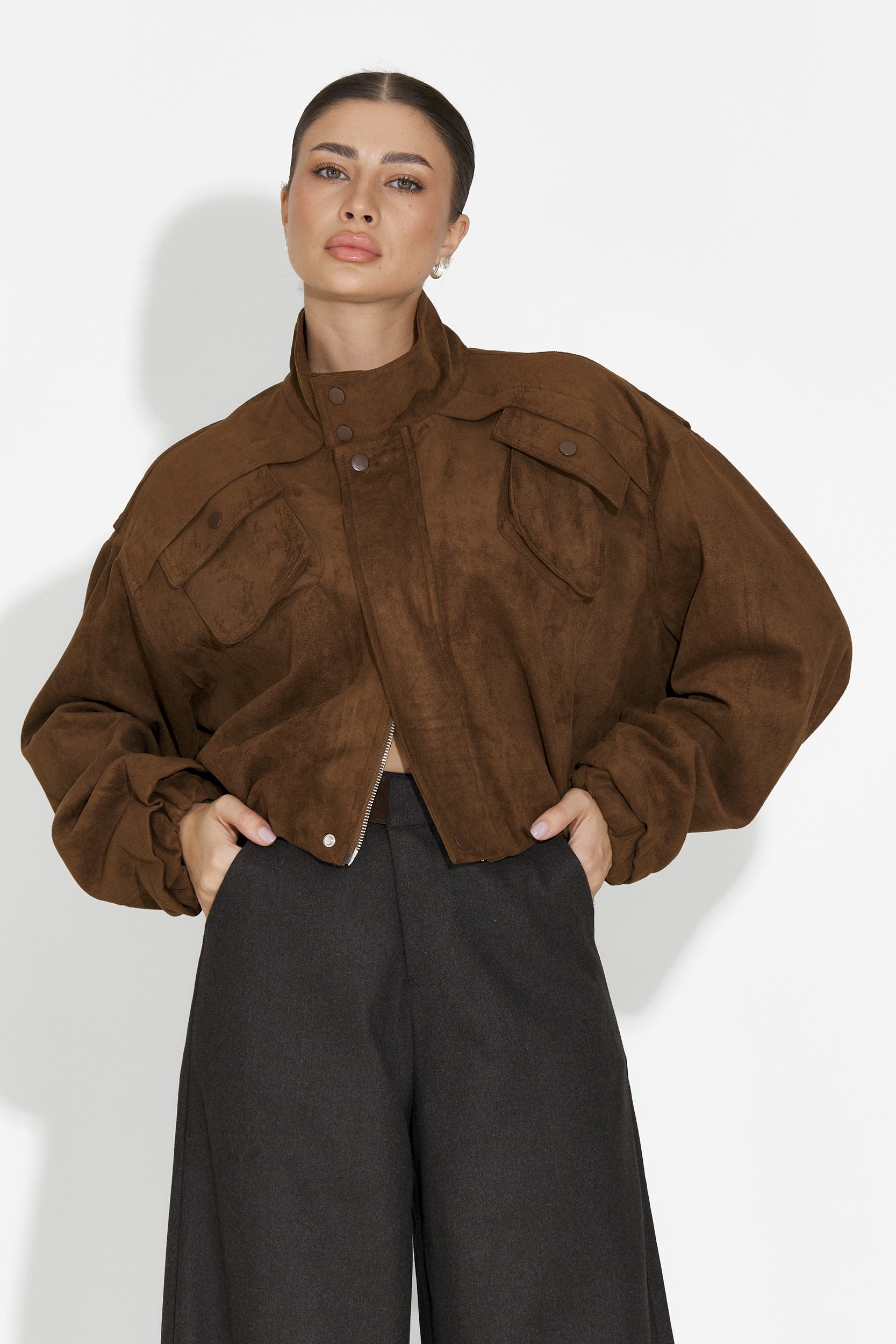 Дамско кежуал яке в кафяво Trinidad Bogas