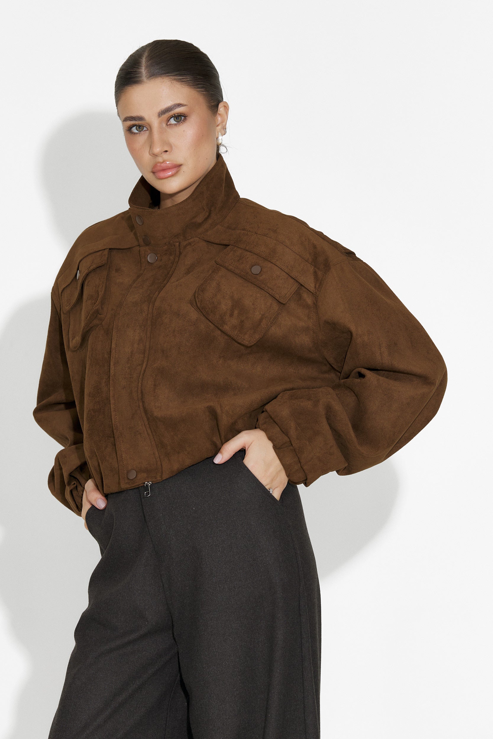 Дамско кежуал яке в кафяво Trinidad Bogas