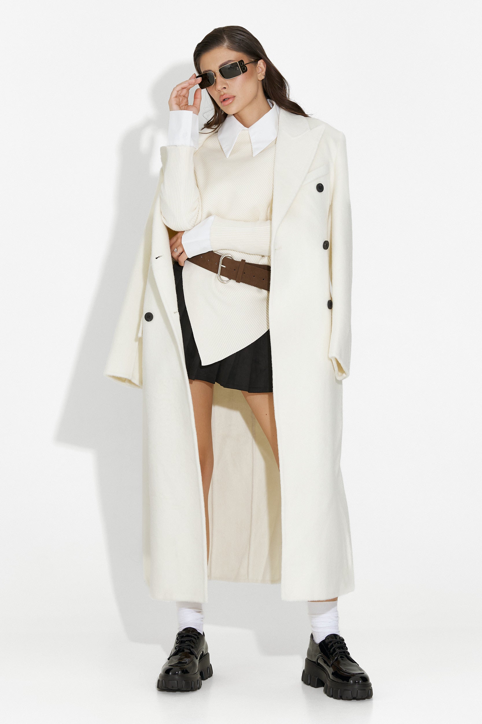 Елегантно бежово дамско палто Savira Bogas