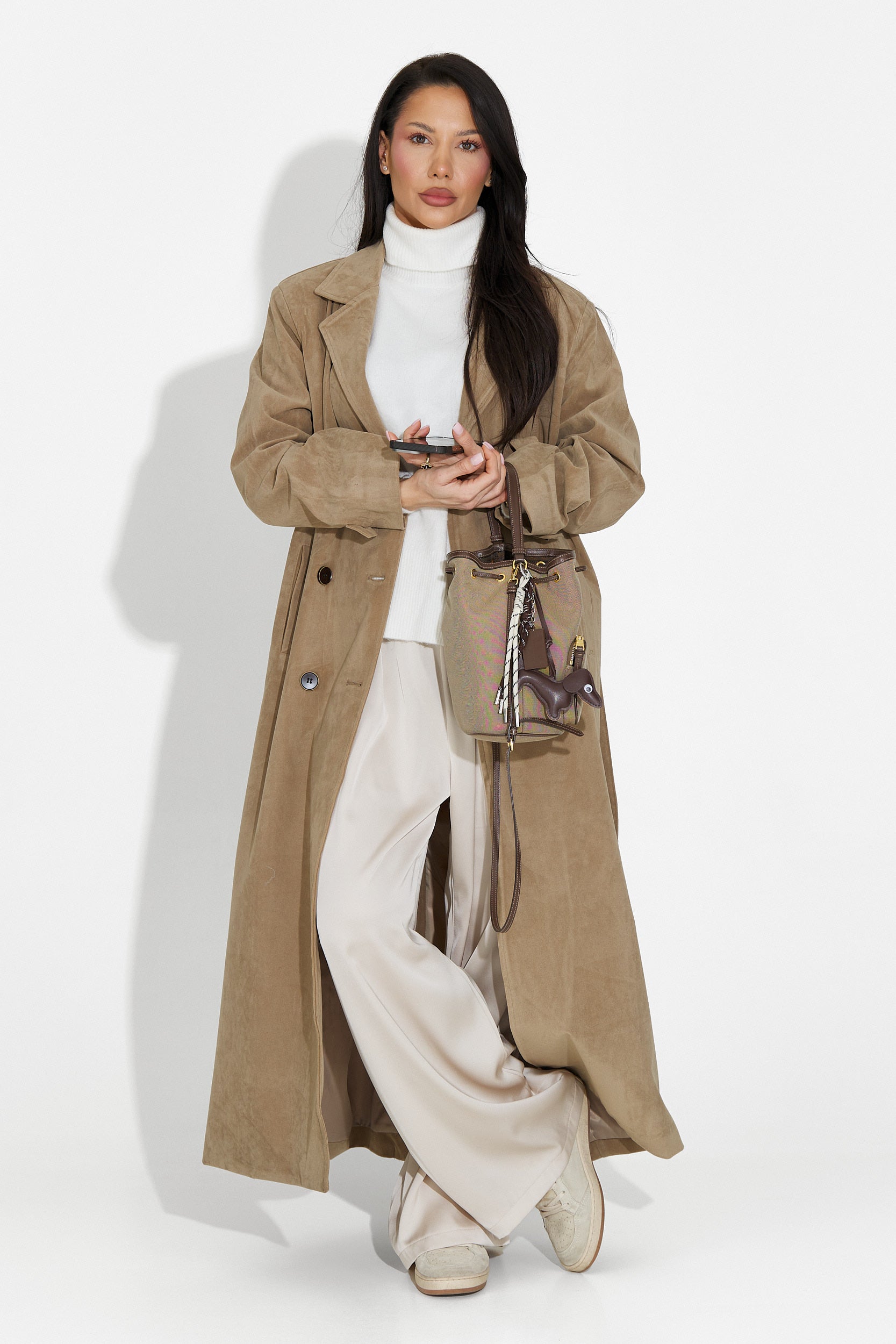 Елегантно бежово дамско палто Seliora Bogas