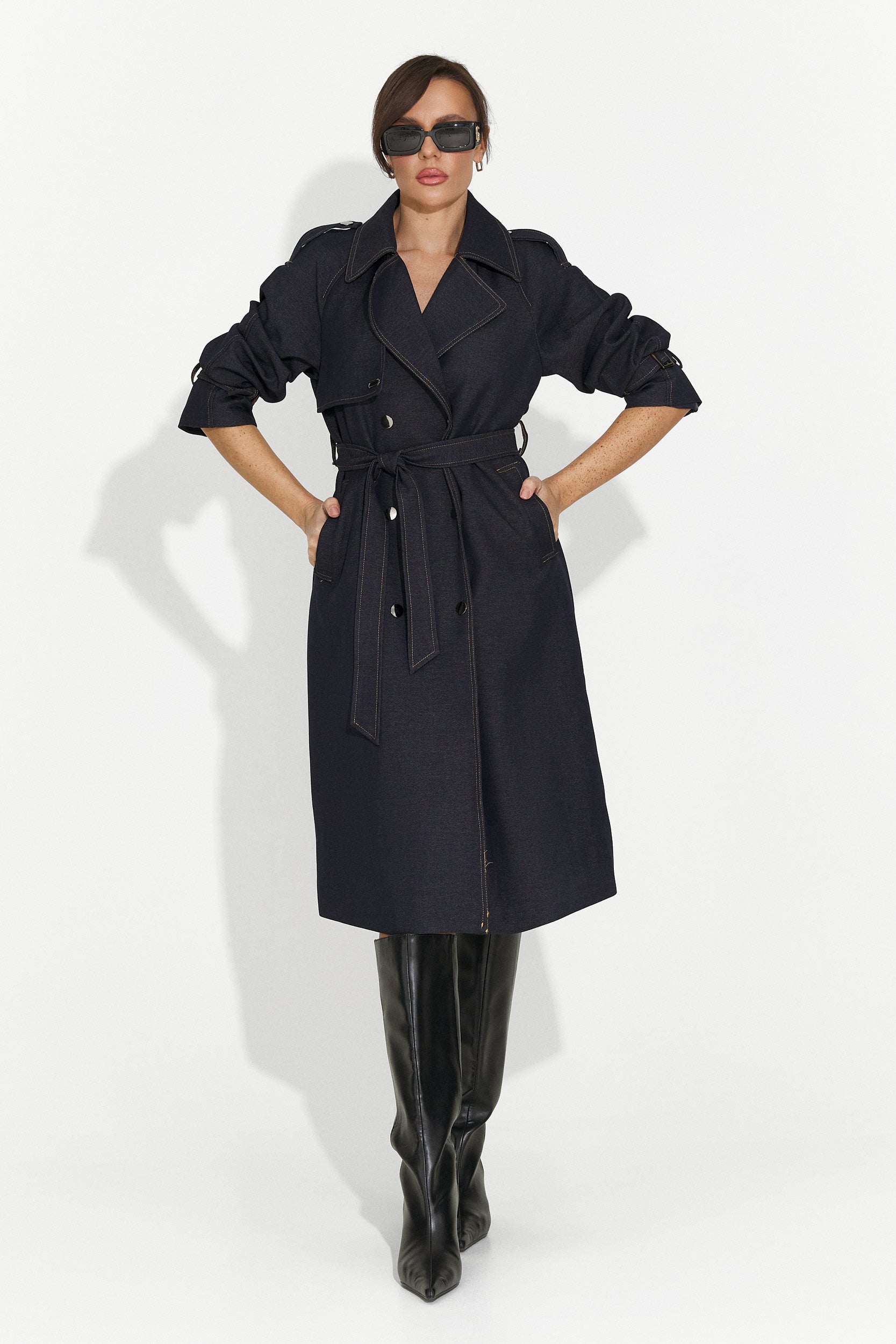 Елегантно дамско палто тъмносиньо Nuvia Bogas