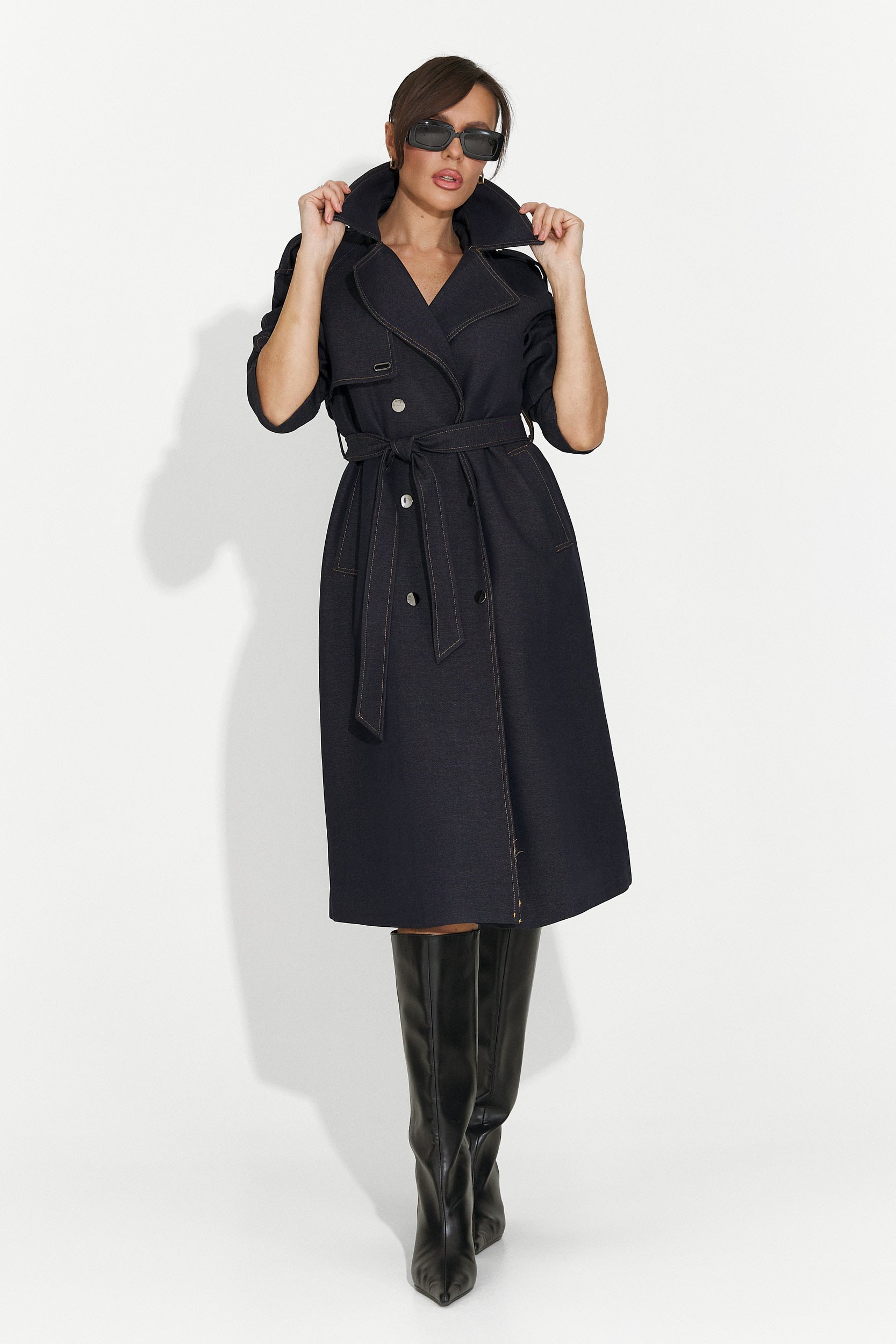 Елегантно дамско палто тъмносиньо Nuvia Bogas