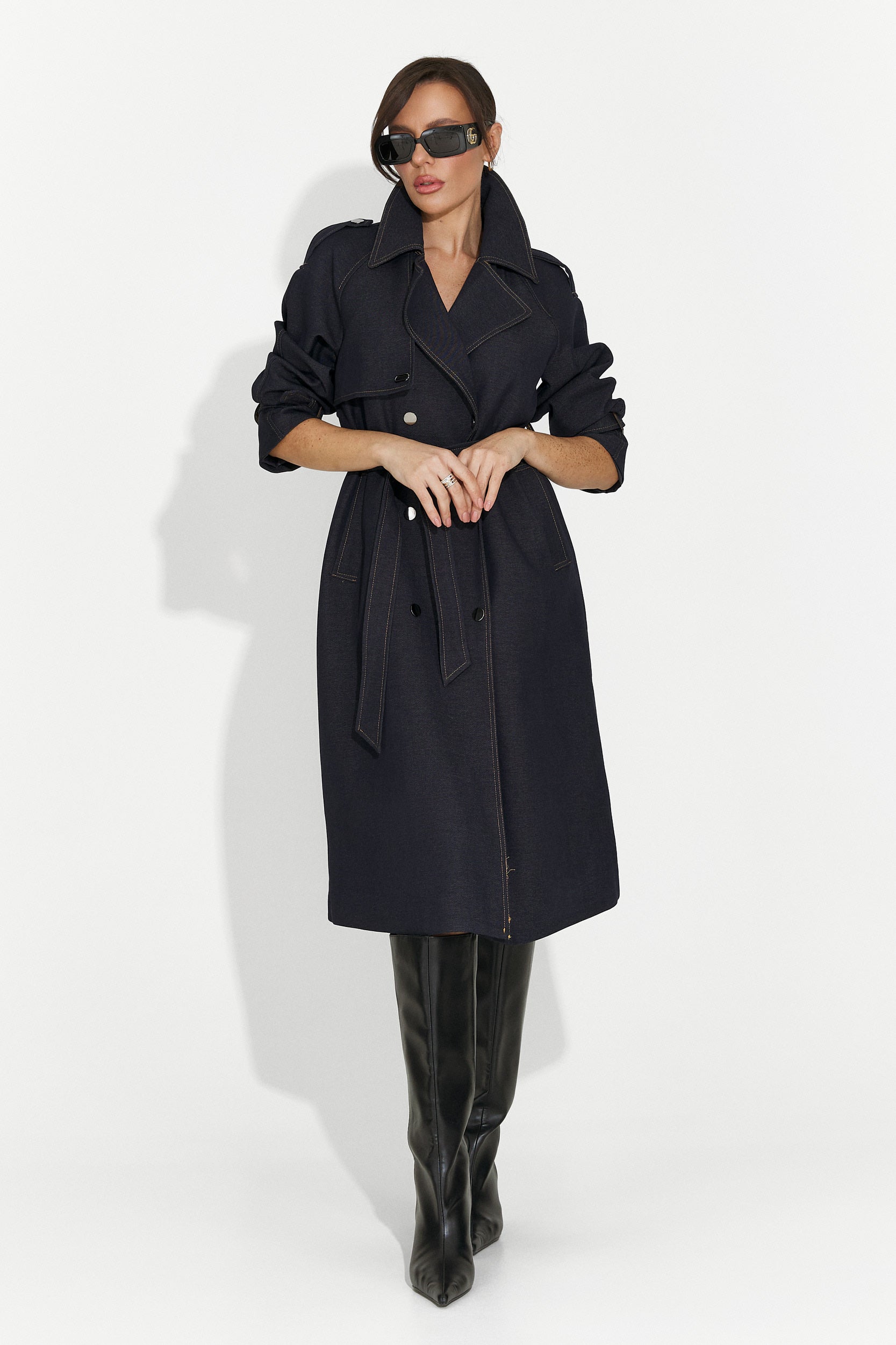 Елегантно дамско палто тъмносиньо Nuvia Bogas